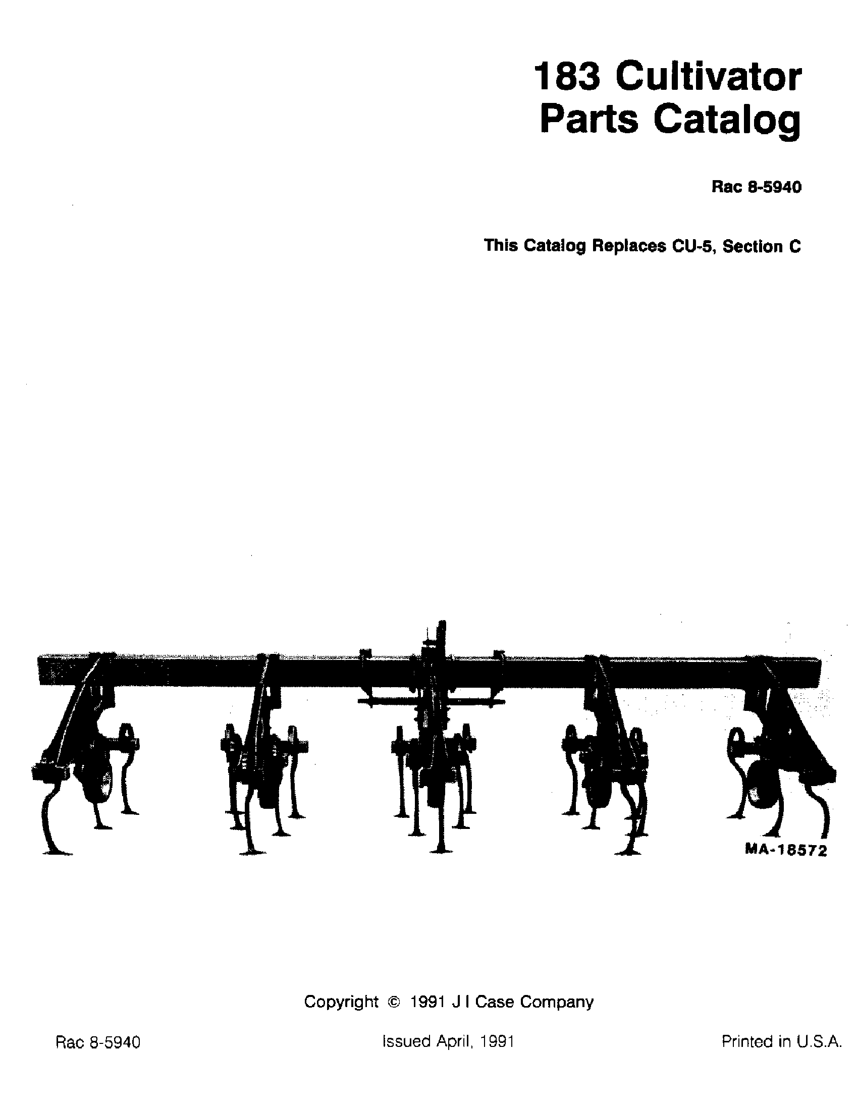 Case IH 183 - CASE IH CULTIVATOR(01/81 - 12/92) Parts Diagrams