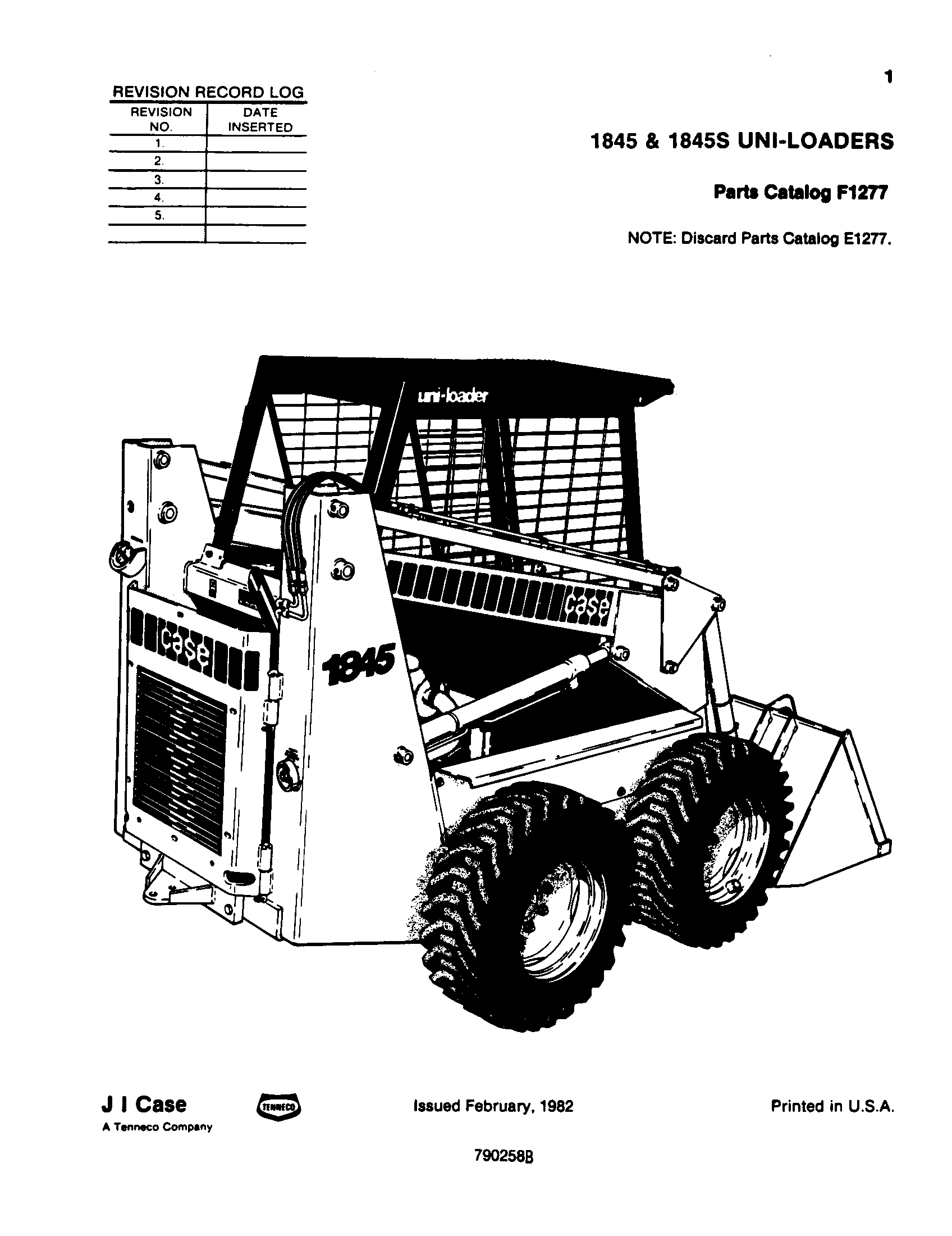 Case IH 1845S - CASE UNI-LOADER SKID STEER LOADER(01/75 - 12