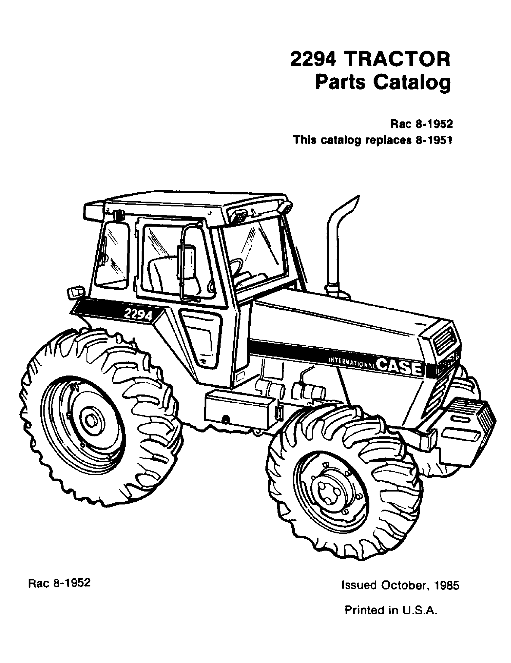 Case IH 2294 - CASE DIESEL TRACTOR(01/85 - 12/87) Parts Diagrams