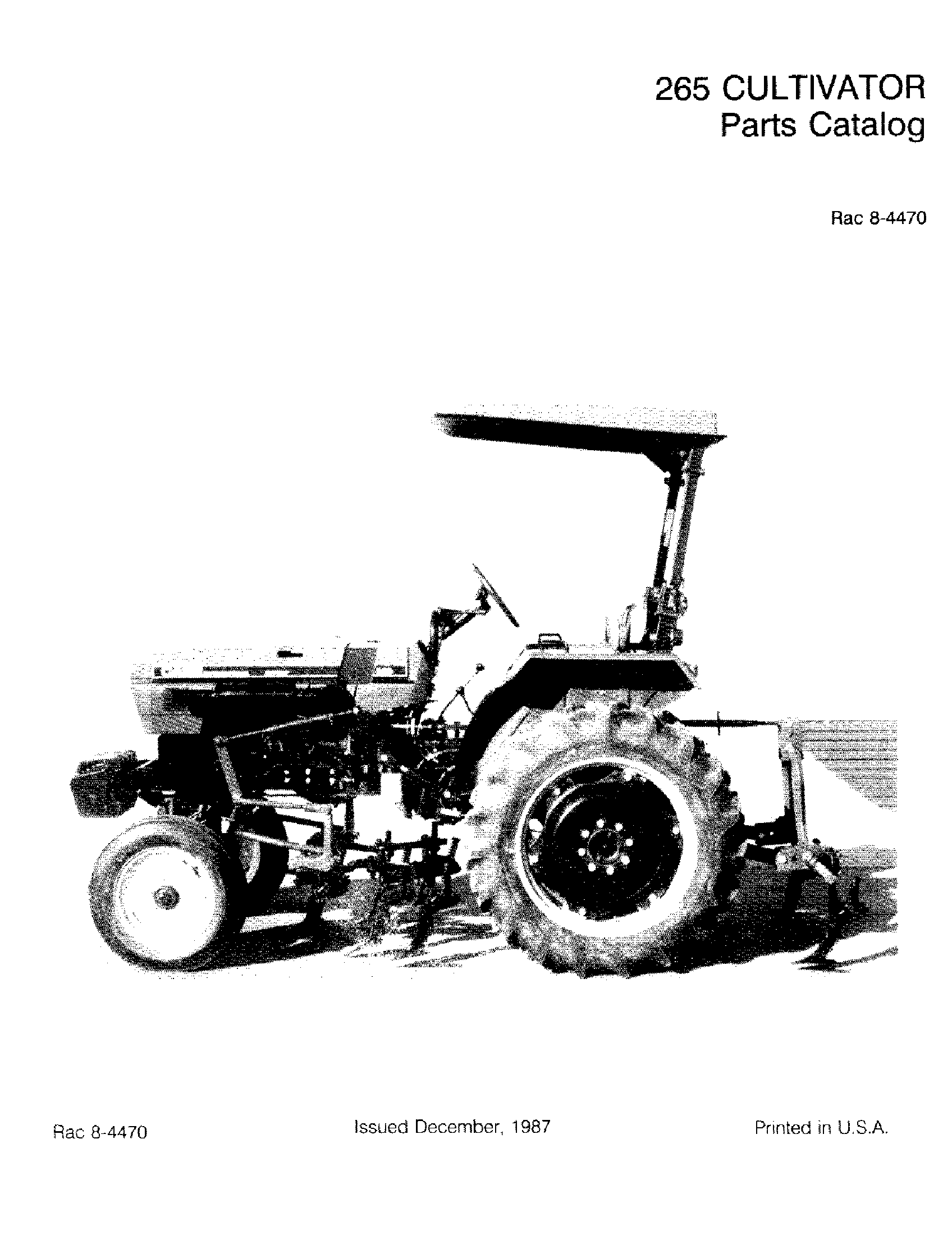 Case IH 265 - CASE IH CULTIVATOR(01/83 - 12/92) Parts Diagrams