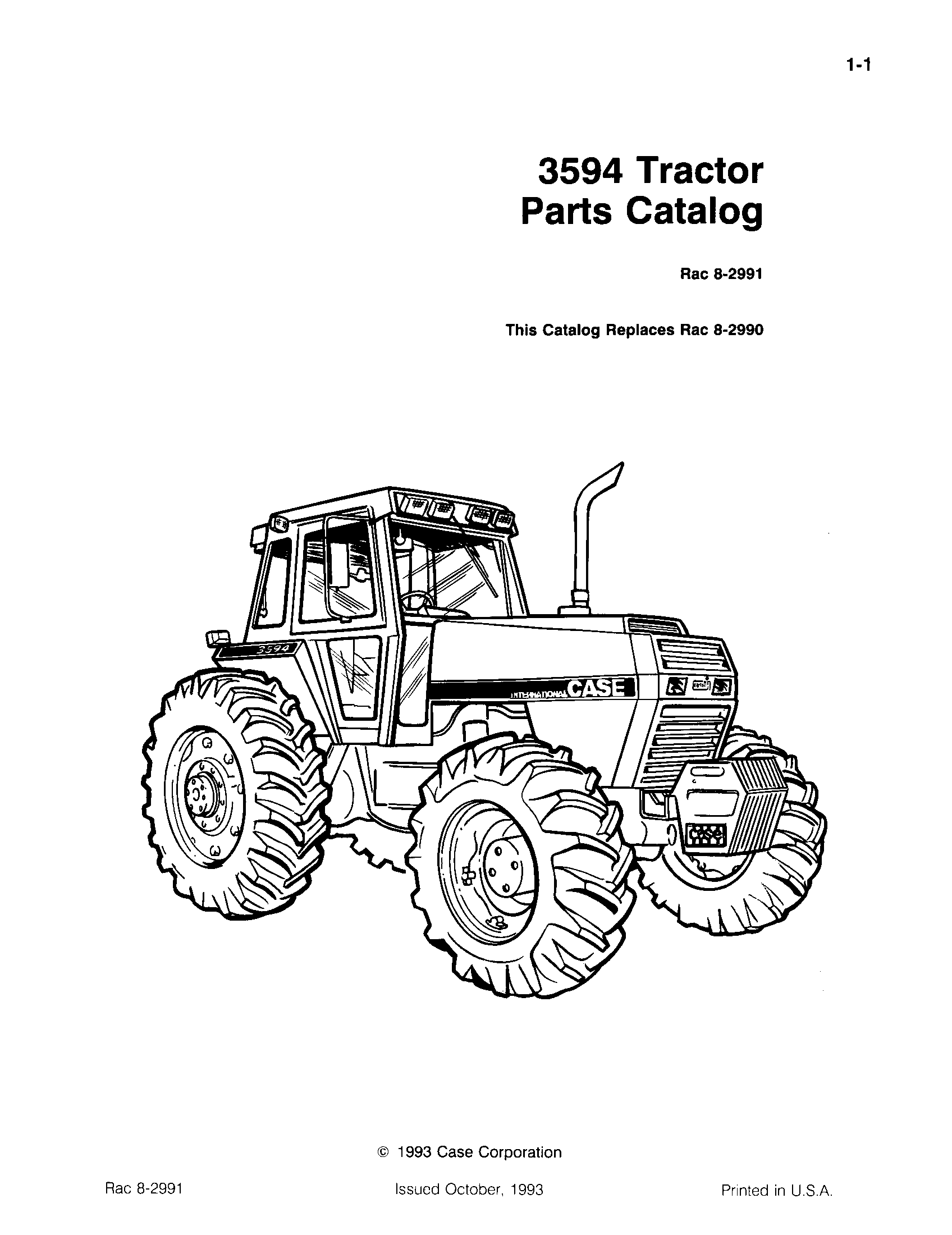 Case IH 3594 - CASE DIESEL TRACTOR(01/85 - 12/87) Parts Diagrams