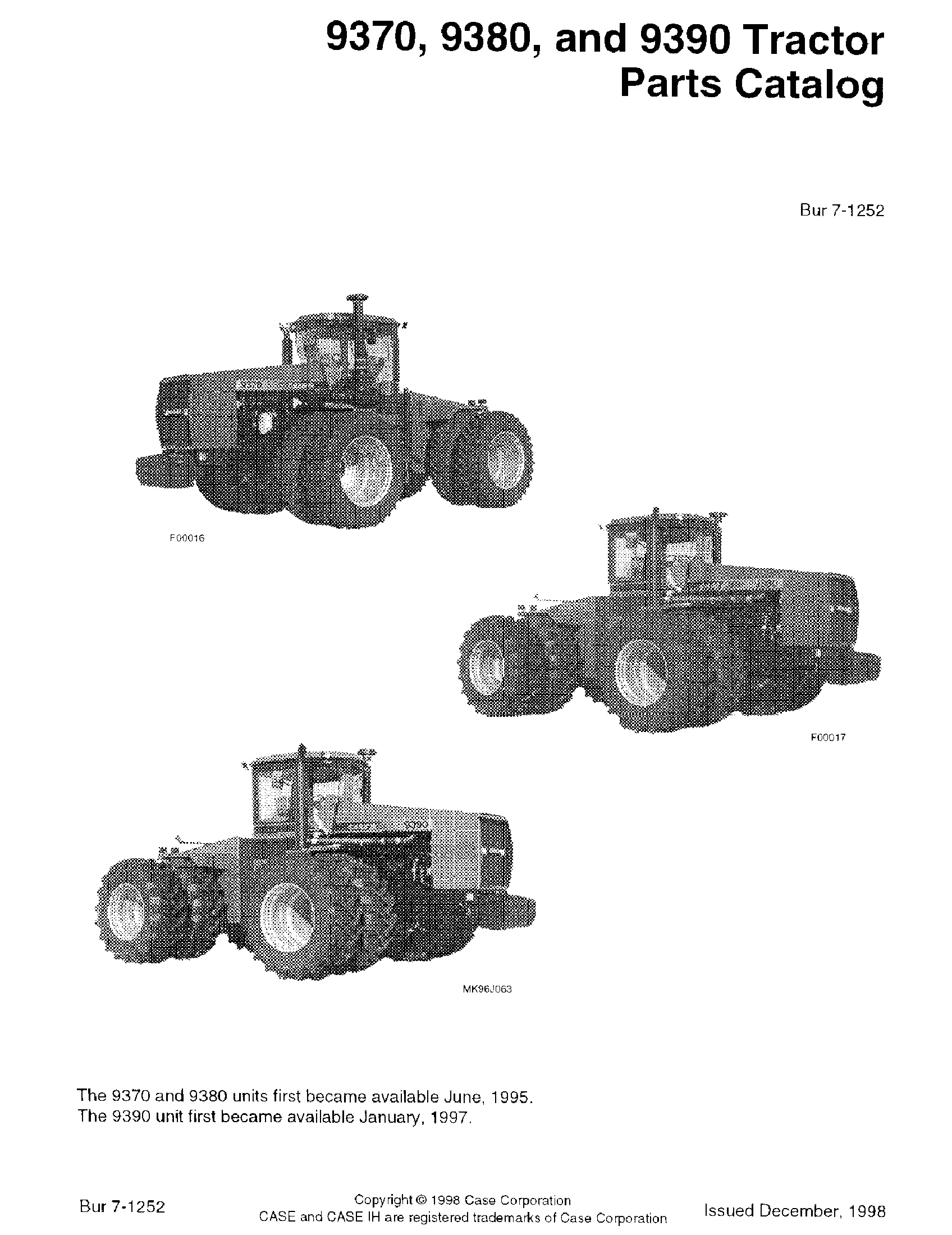 Case IH 9370 - CASE IH 4WD TRACTOR(01/96 - 08/00) Parts Diagrams
