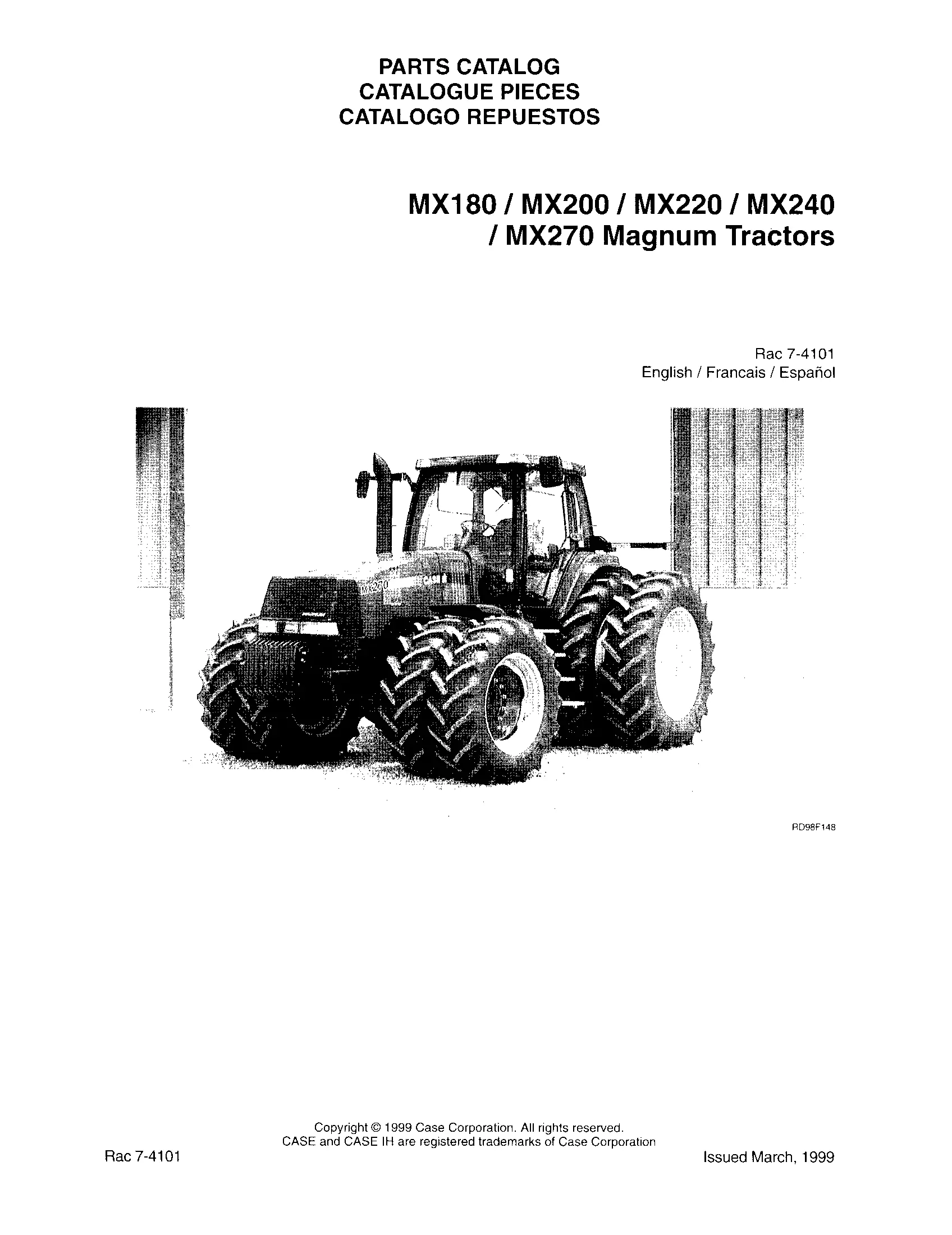 Case IH MX270 - CASE IH MAGNUM TRACTOR (PRIOR TO P.I.N. JJA0105000