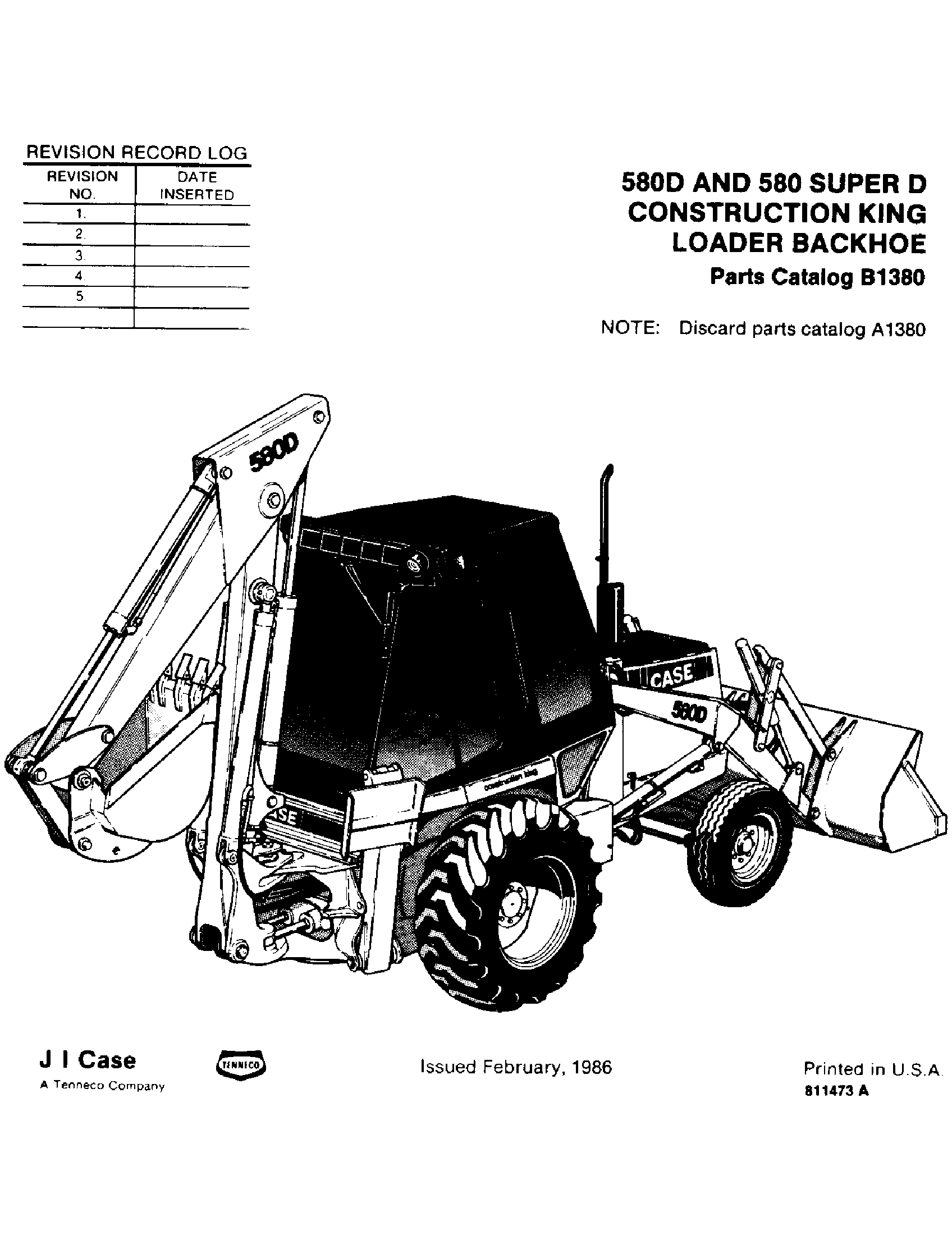 Case IH 580D CASE CONSTRUCTION KING LOADER BACKHOE 01/80 12/84