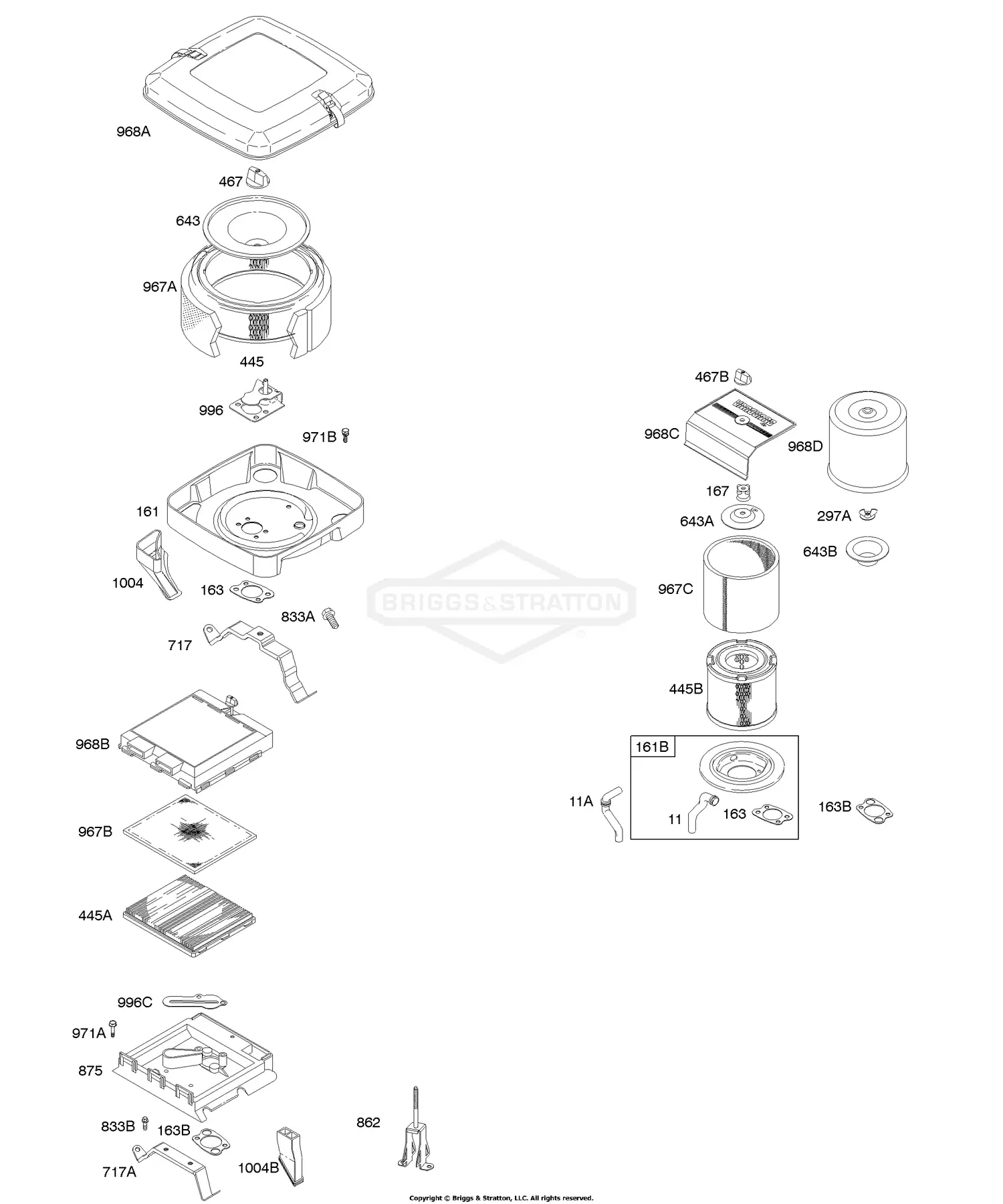 Part 0111 Briggs & Stratton 294447-0111-01 Parts Diagrams