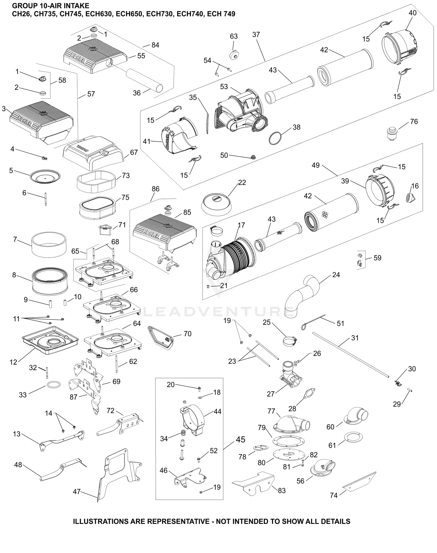 馬　原画 Kohler ECH740-3059 Vermeer Parts Diagrams