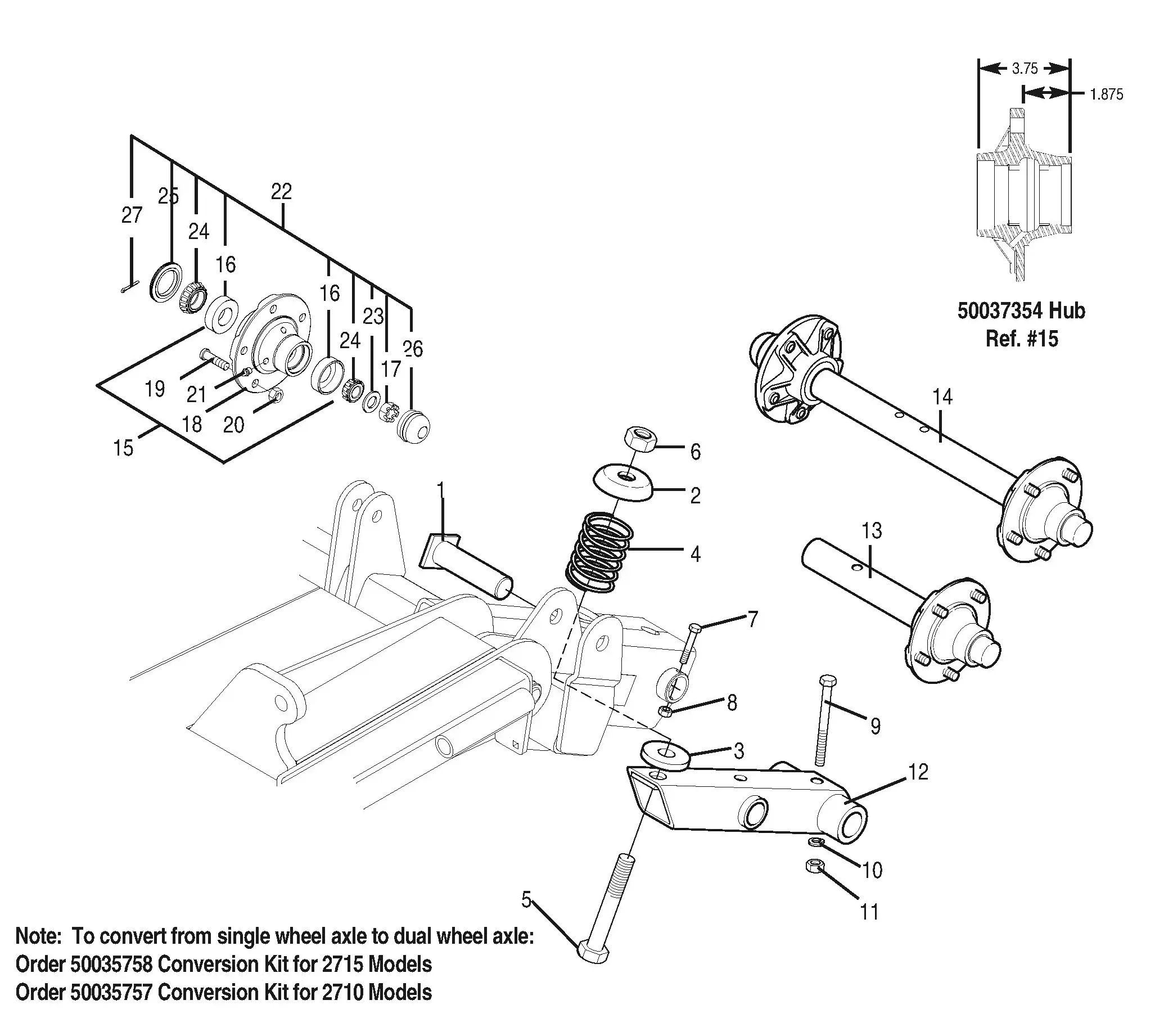 Bush Hog 2710 / 2715 / 12710 / 12715 Flex Wing Cutters Parts Diagrams