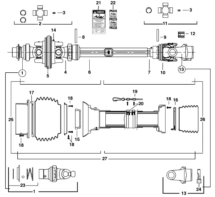Bush Hog 3414 and 13414 Rotary Cutter Parts Diagrams