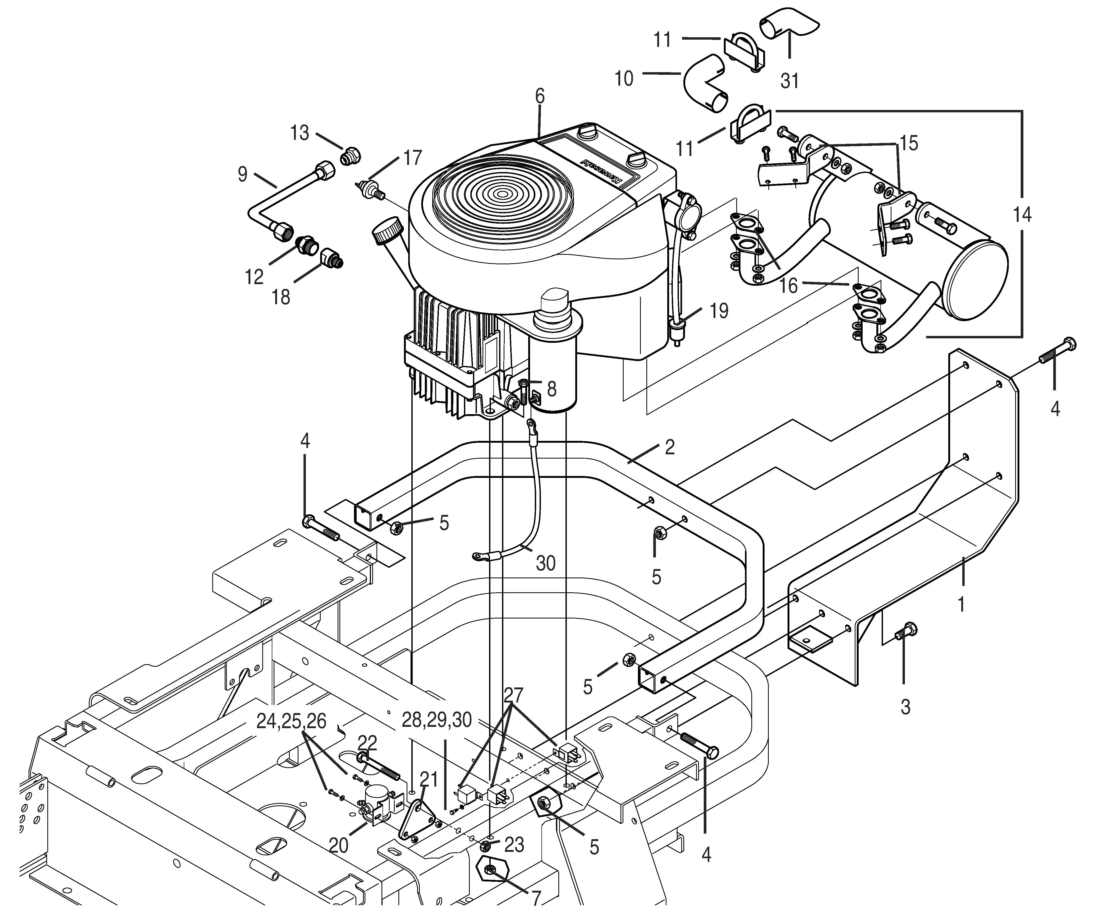 Bush Hog M2561 Mid Mount Zero Turn Parts Diagrams
