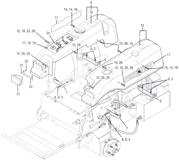 Bush Hog ZT-220W 22HP Kawasaki Engine Parts Diagrams