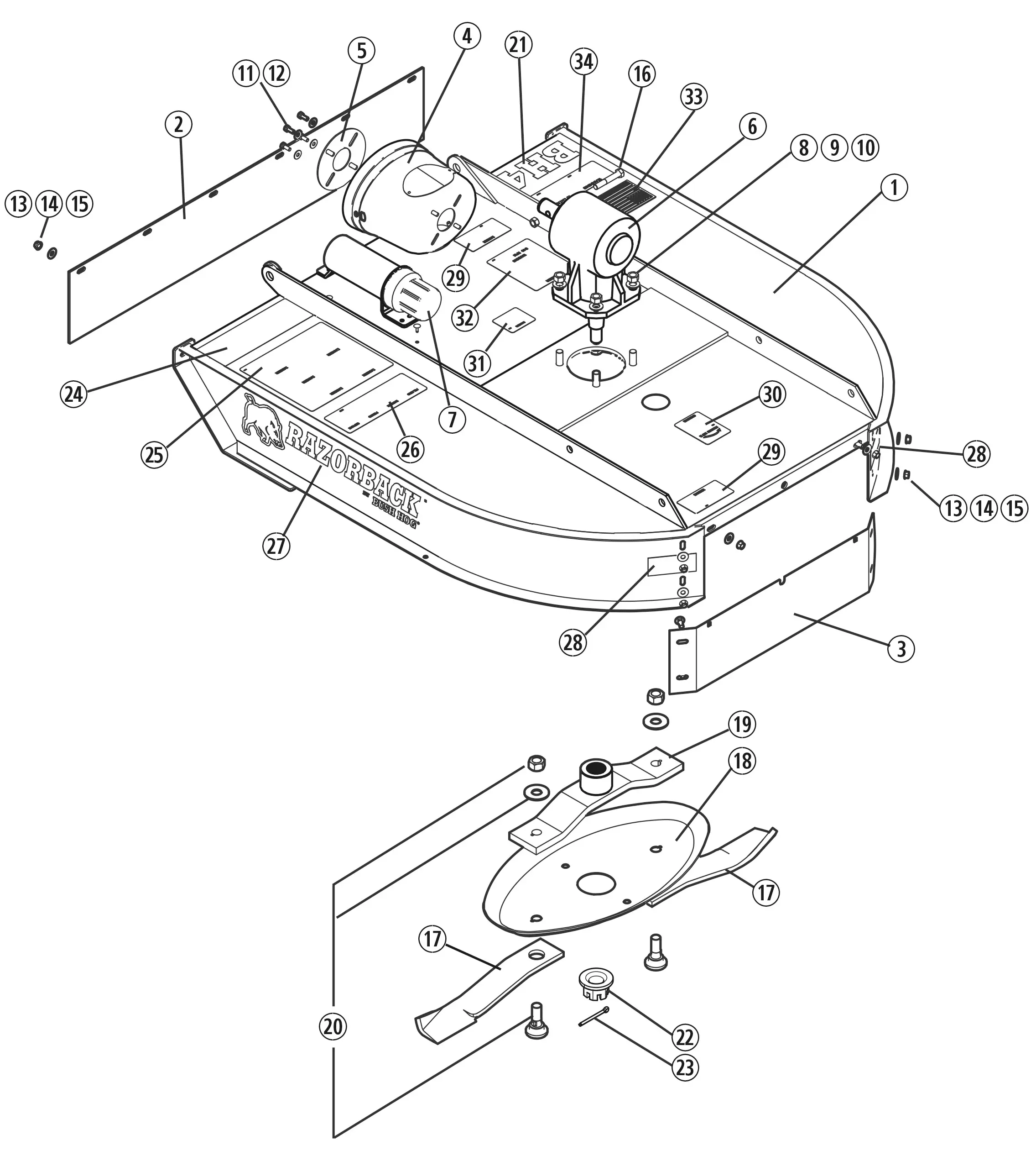 Bush Hog RAZORBACK SERIES BH4, BH5, BH6 Parts Diagrams