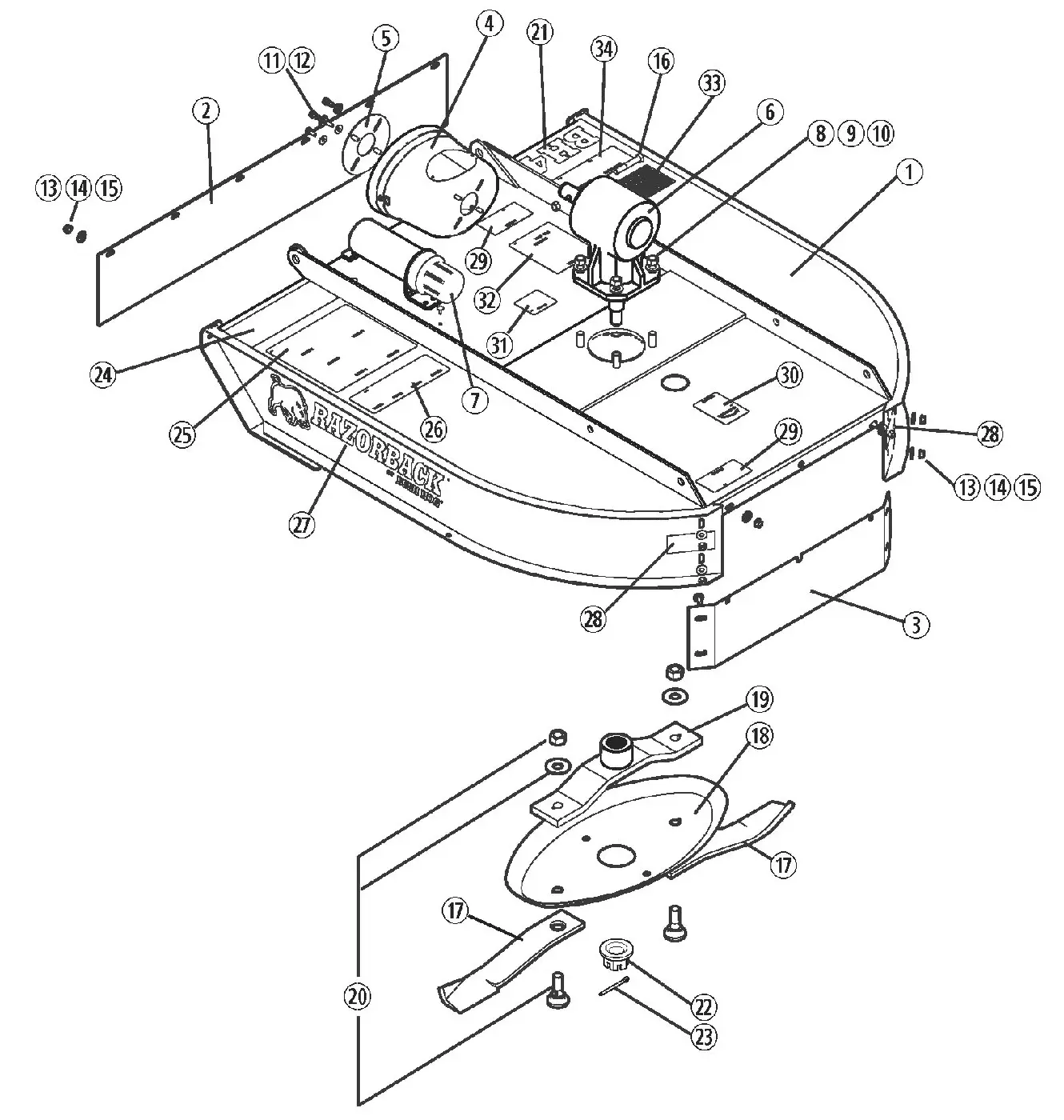 Bush Machine Components Bush Hog RAZORBACK SERIES BH4-2, BH5-2, BH6-2 Parts Diagrams