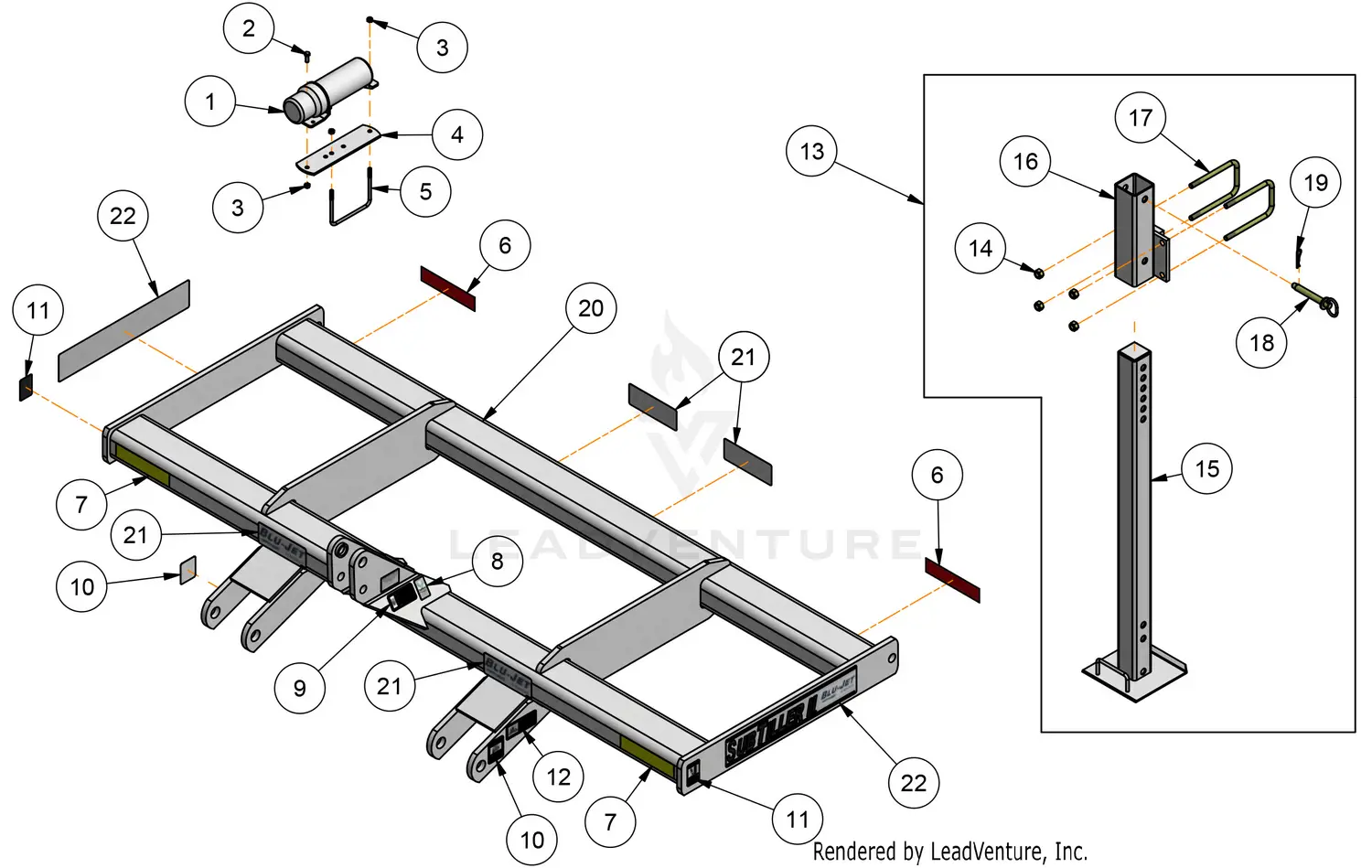Unverferth SubTiller 2, 3 Point Frame - 3 Shank 30