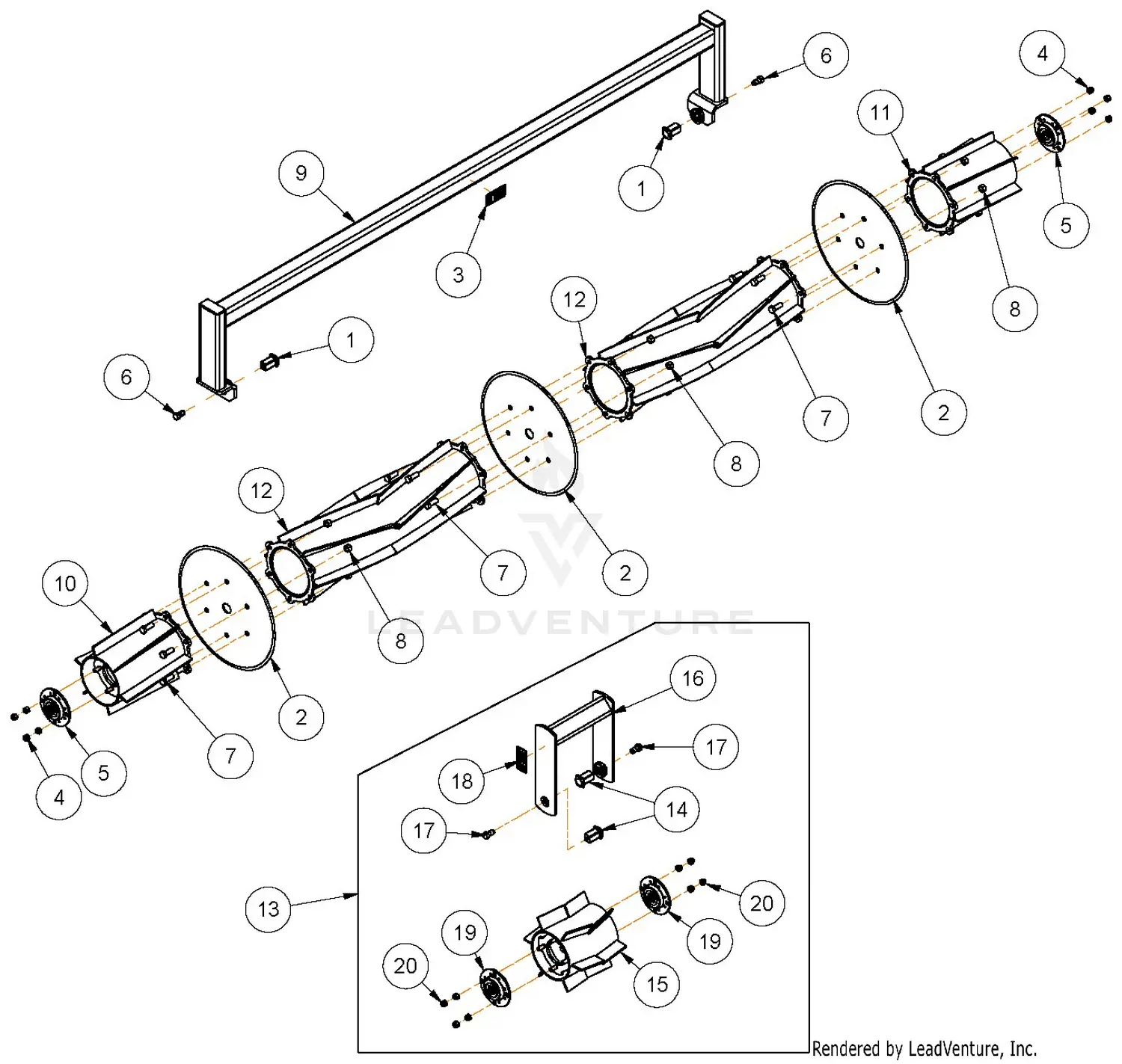 Unverferth Zone Builder S/N A3584100 - A36980099 Parts Diagrams