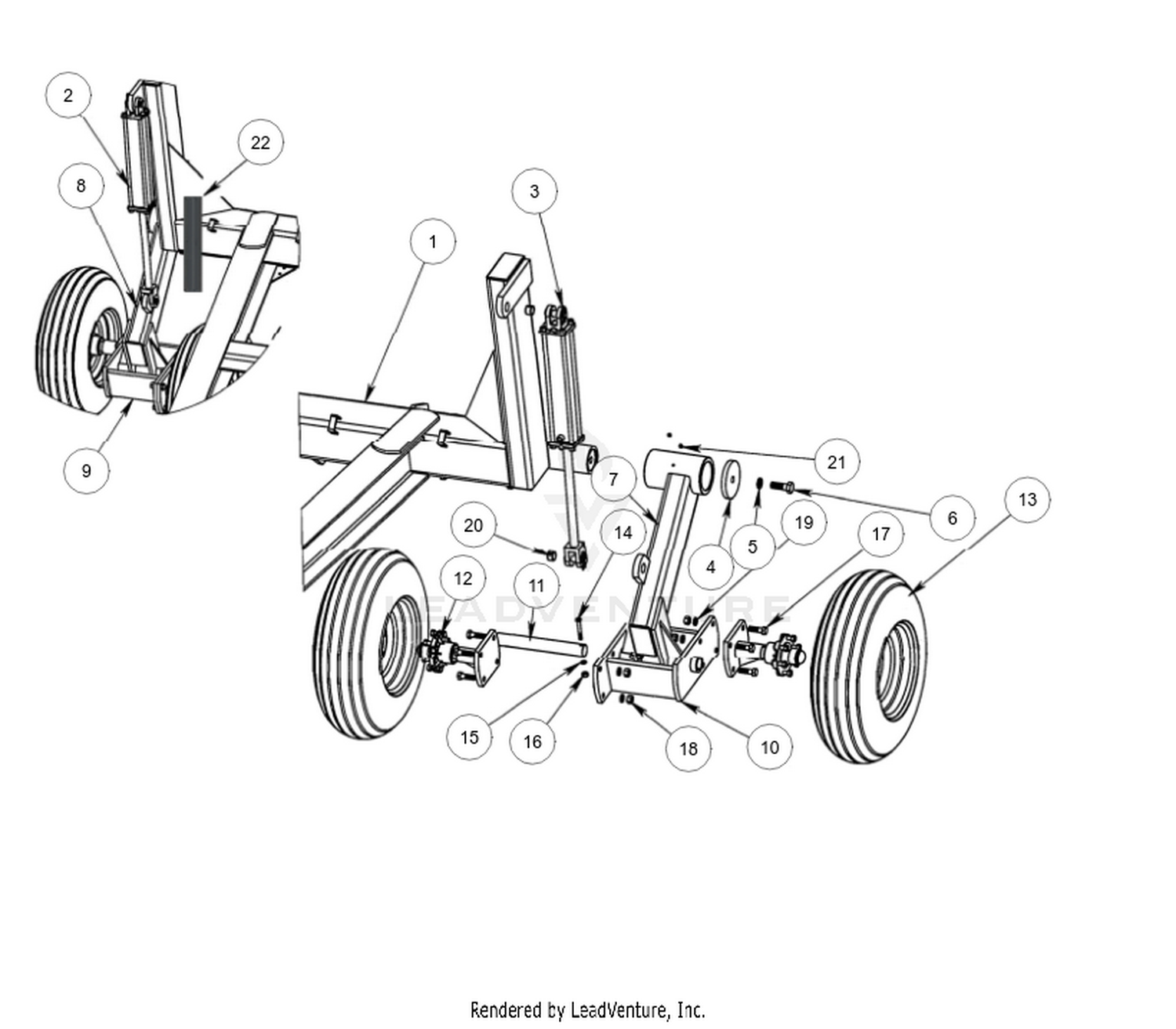 Unverferth Rockshaft & tandem wheel assembly Parts Diagrams