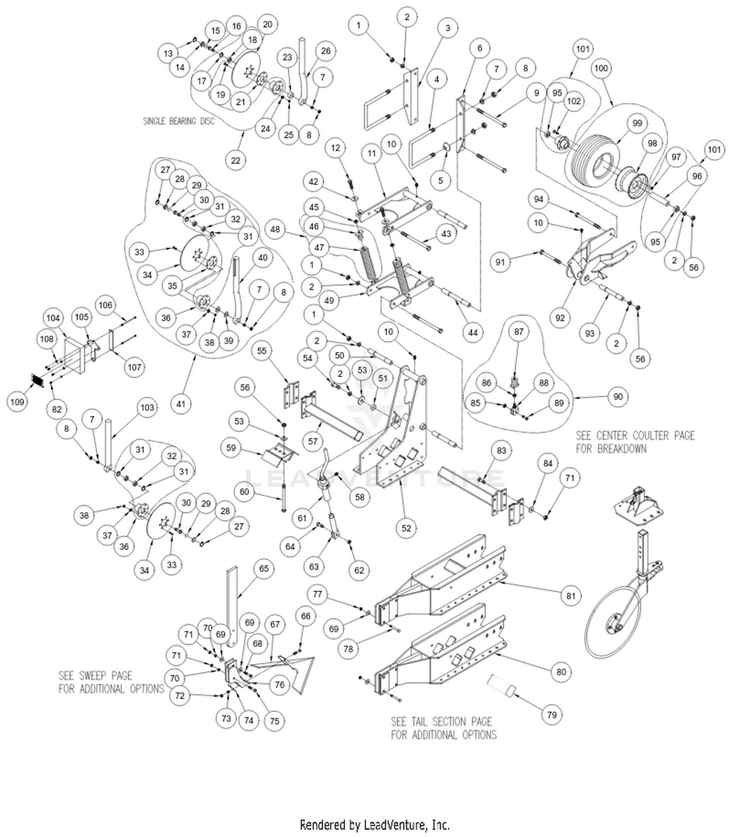 Unverferth Typical Cottonbelt Row Unit Parts Diagrams