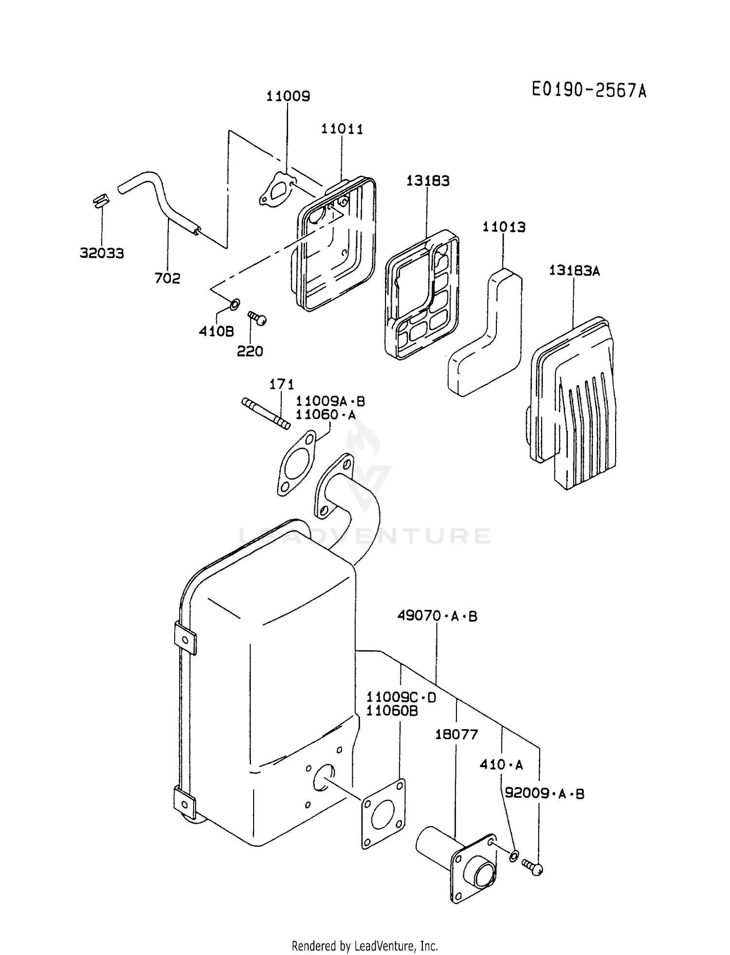 Kawasaki FA130D-BS20 4 Stroke Engine FA130D Parts Diagrams