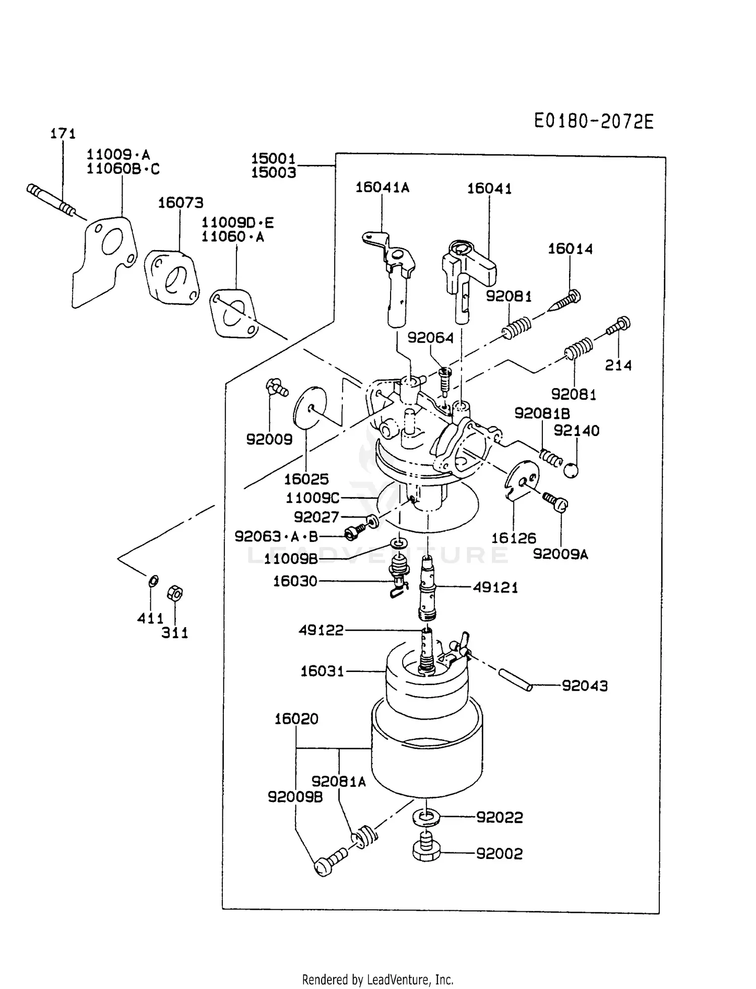 Kawasaki FA130D-BS20 4 Stroke Engine FA130D Parts Diagrams