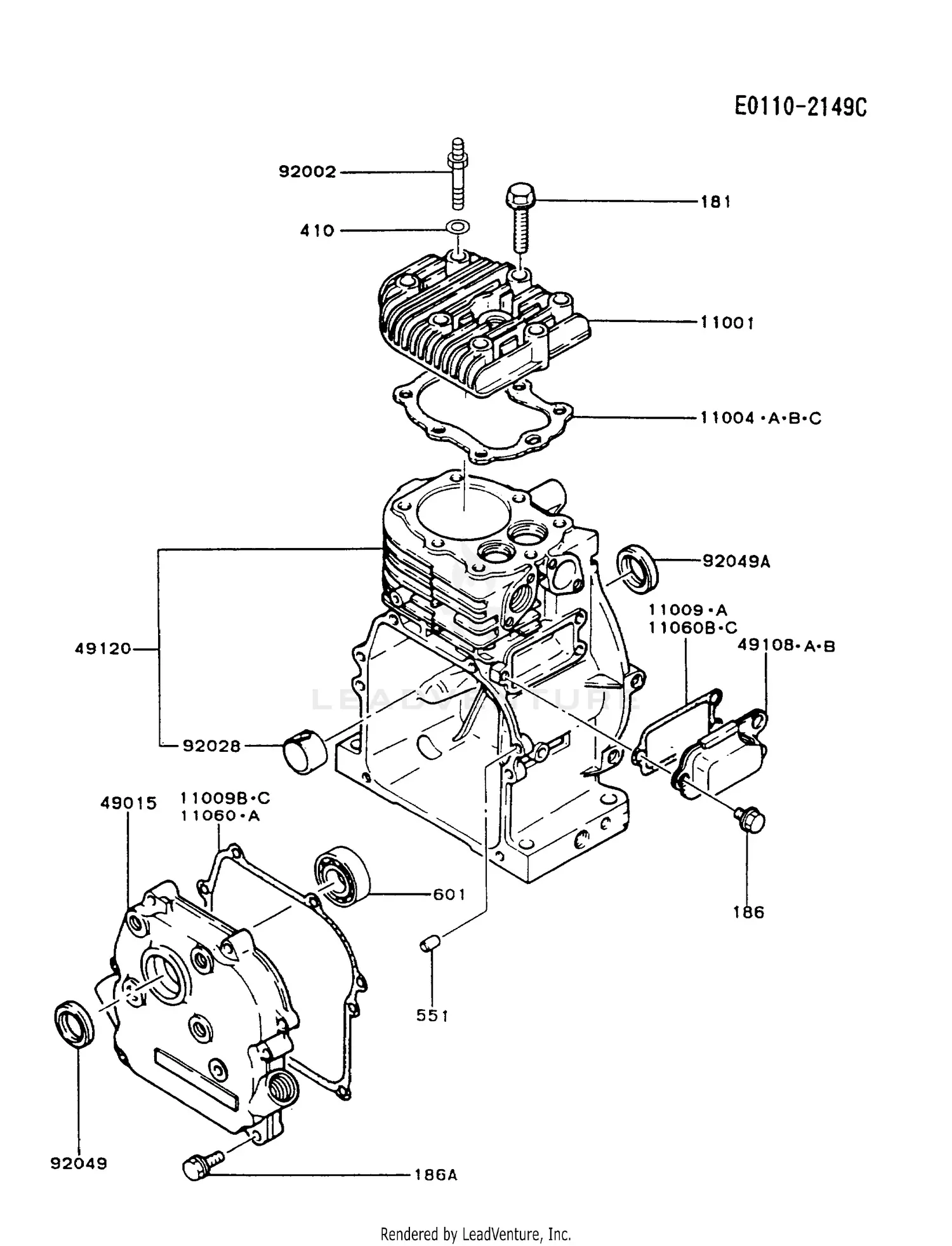 Kawasaki FA130D-BS20 4 Stroke Engine FA130D Parts Diagrams