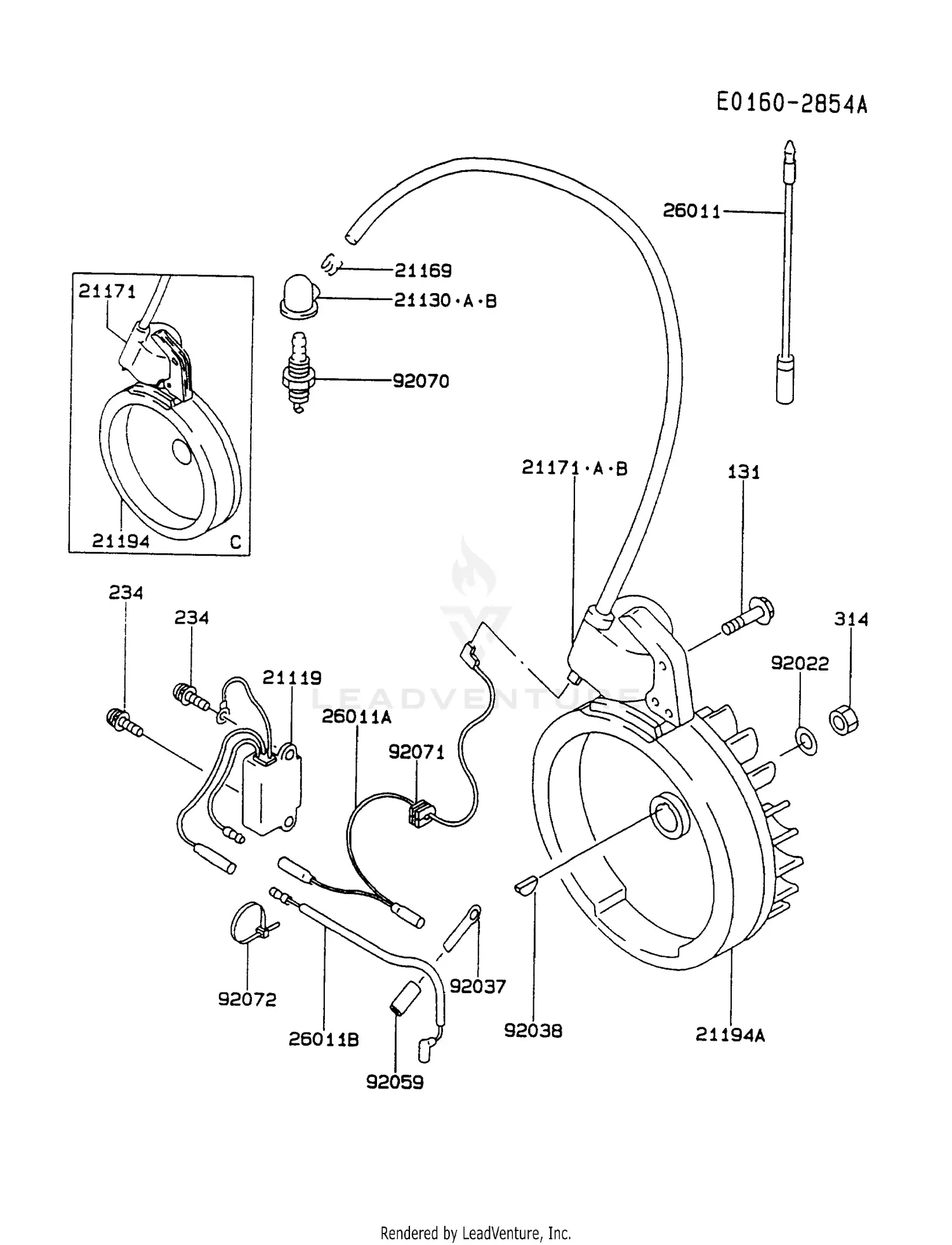 Kawasaki FA130D-BS20 4 Stroke Engine FA130D Parts Diagrams