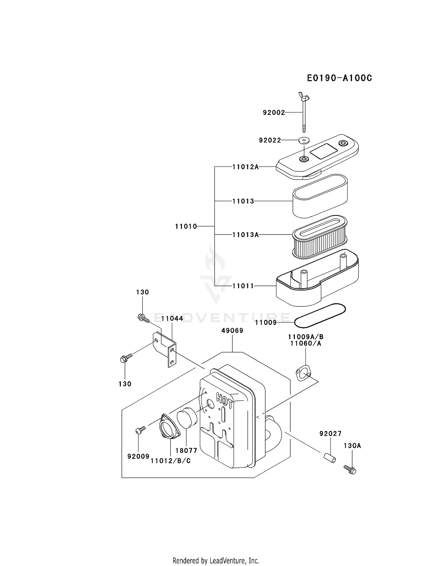 Kawasaki FB460VJS08 4 Stroke Engine FB460V Parts Diagrams