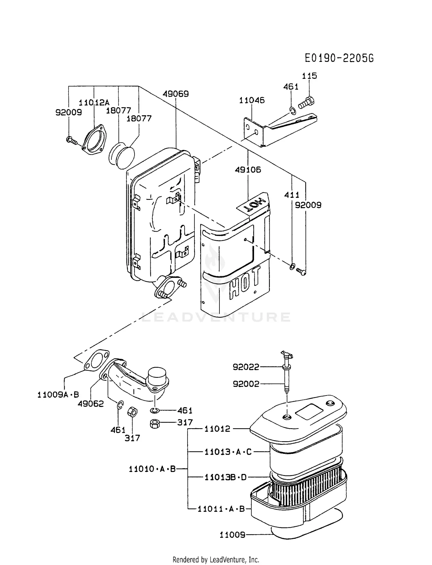 ルイスページ Kawasaki FC420V-AS07 4 Stroke Engine FC420V Parts Diagrams