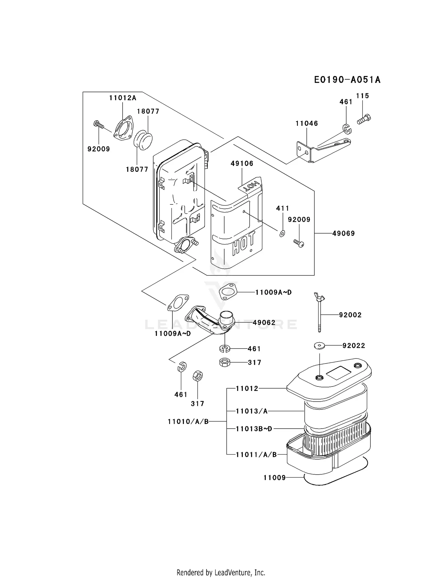 Kawasaki FC420V-BS09 4 Stroke Engine FC420V Parts Diagrams