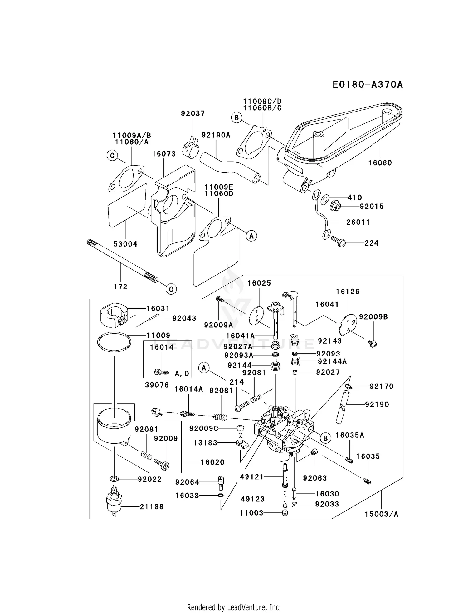 Kawasaki FC420V-ES16 4 Stroke Engine FC420V Parts Diagrams