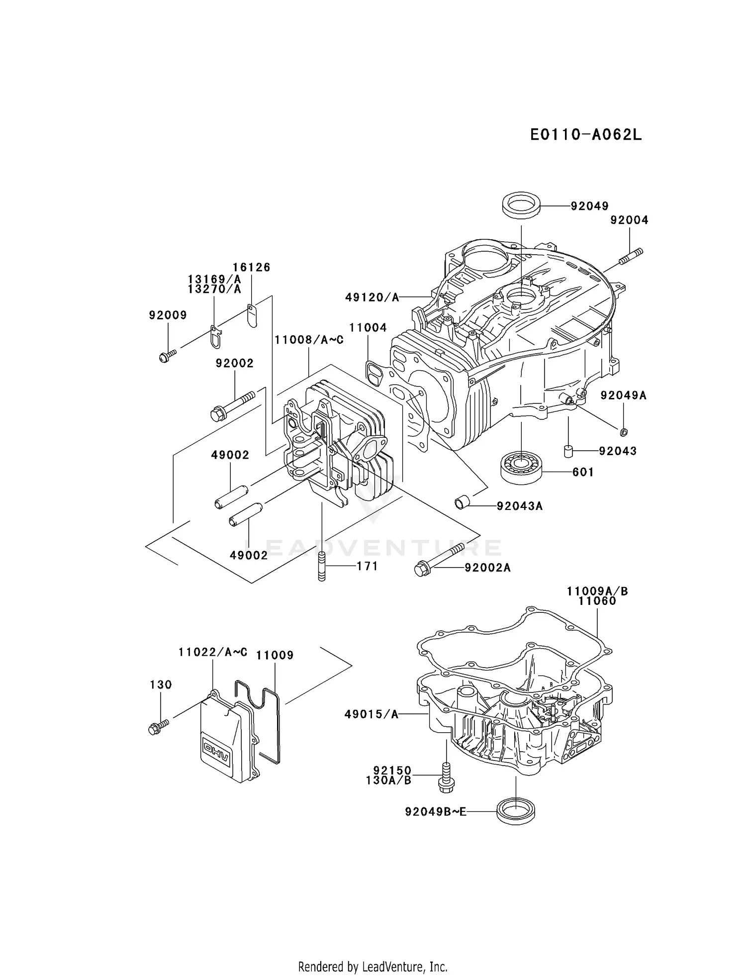 Kawasaki FC420V-ES16 4 Stroke Engine FC420V Parts Diagrams