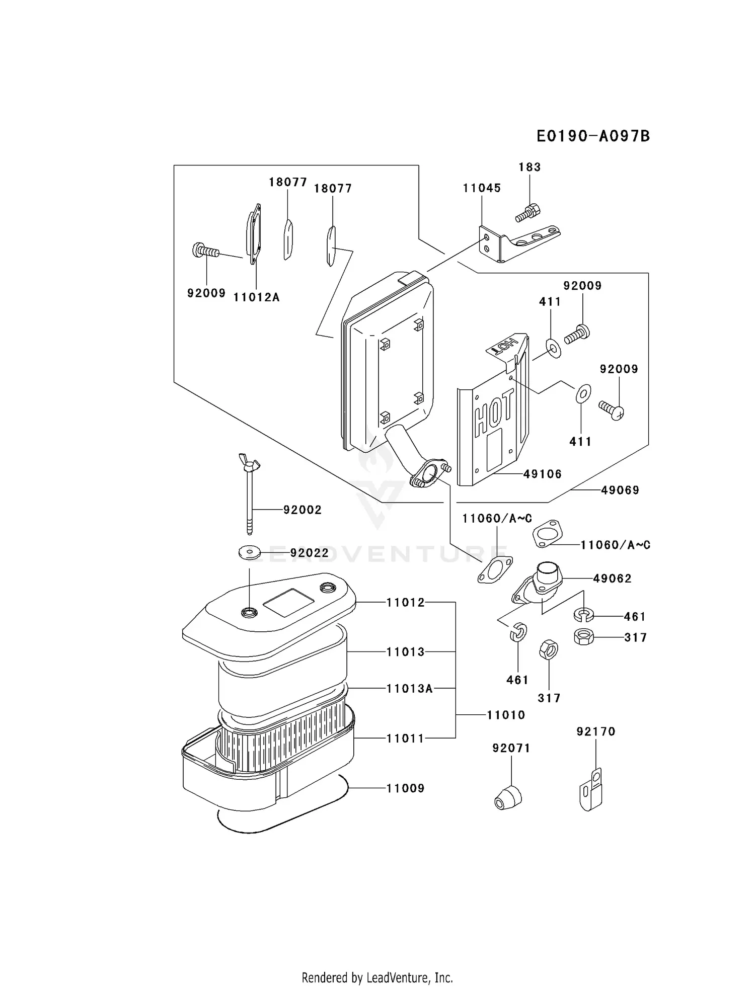 Kawasaki FC540V-DS13 4 Stroke Engine FC540V Parts Diagrams