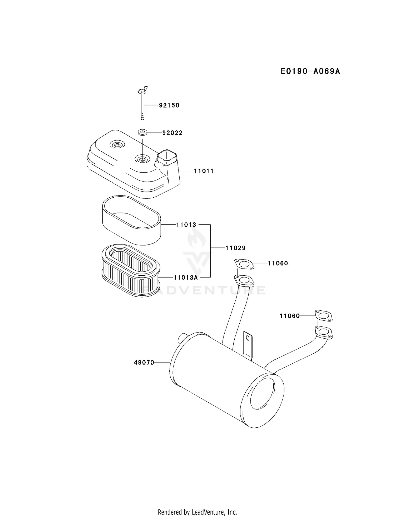 Kawasaki FD590V-AS05 4 Stroke Engine FD590V Parts Diagrams