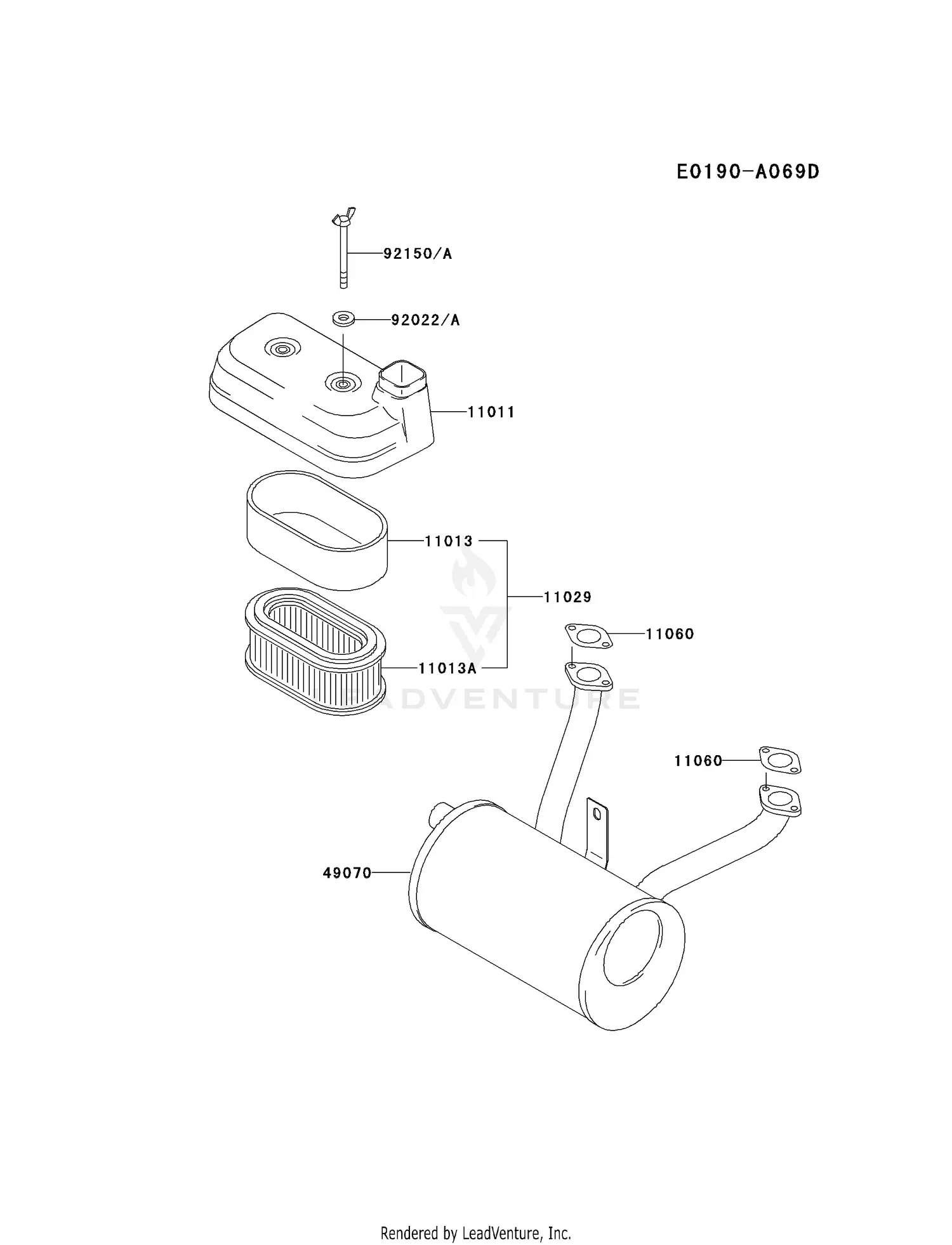 Kawasaki FD590V-CS08 4 Stroke Engine FD590V Parts Diagrams