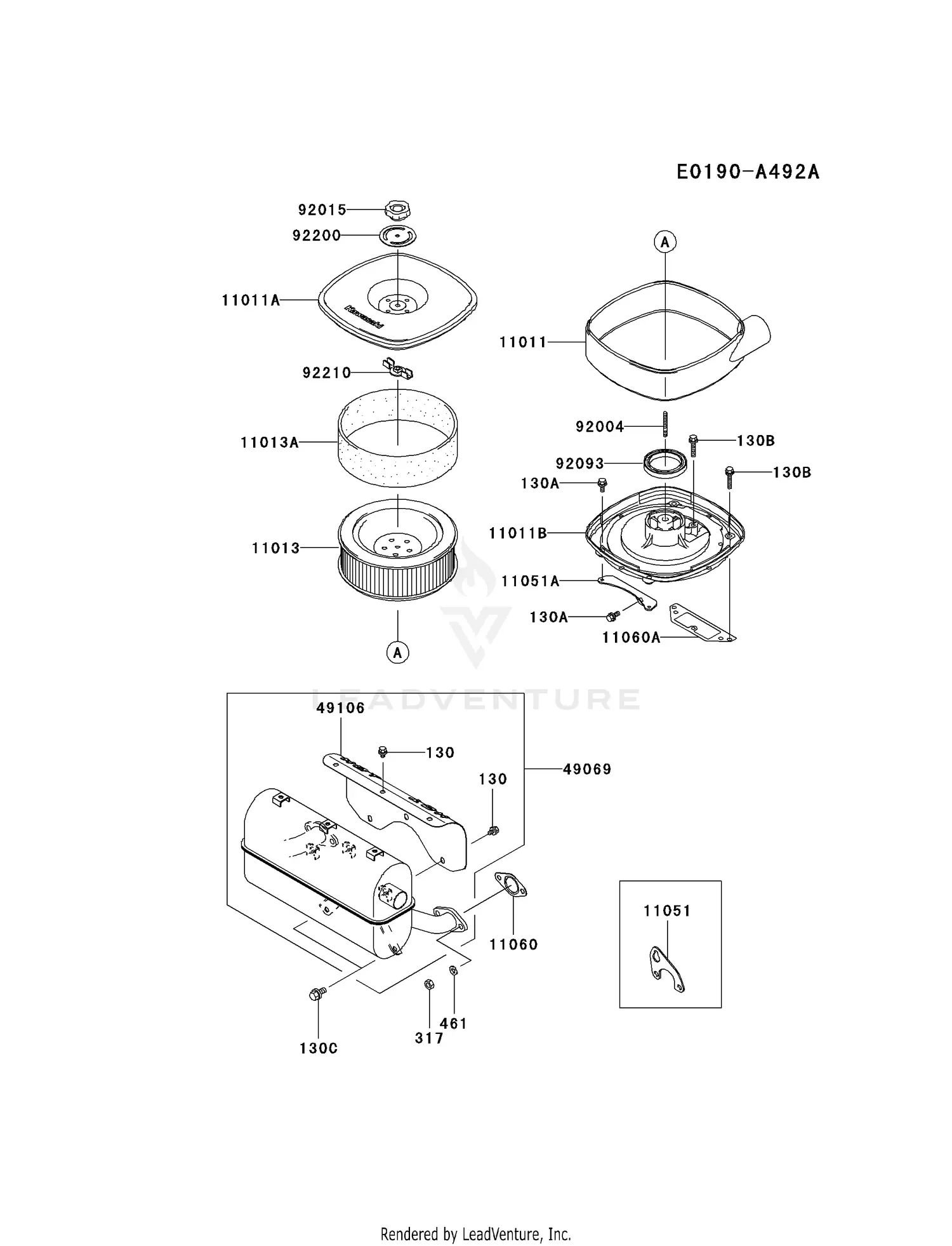 Kawasaki FD671D-AS00 4 Stroke Engine FD671D Parts Diagrams