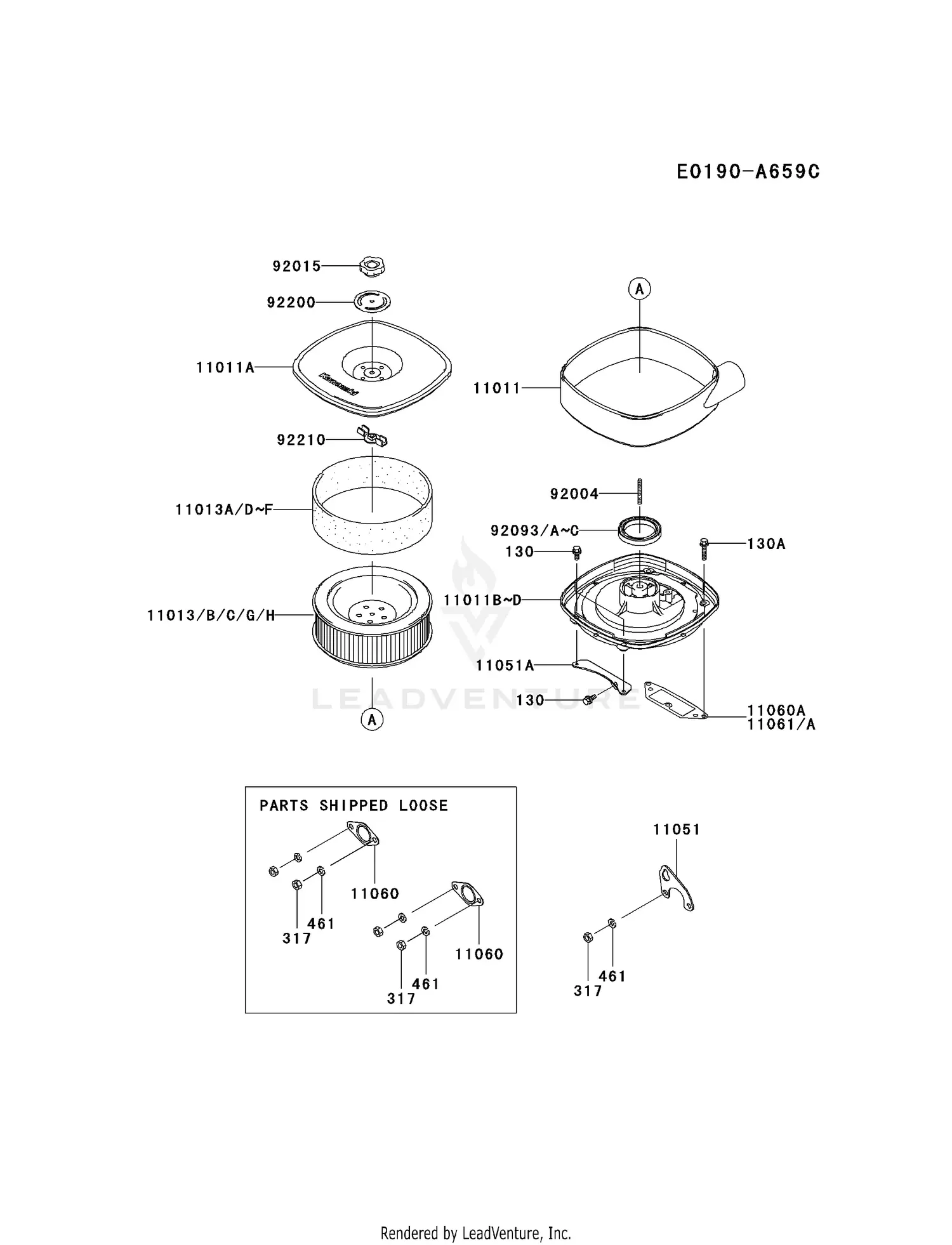 Kawasaki FD711D-CS01 4 Stroke Engine FD711D Parts Diagrams