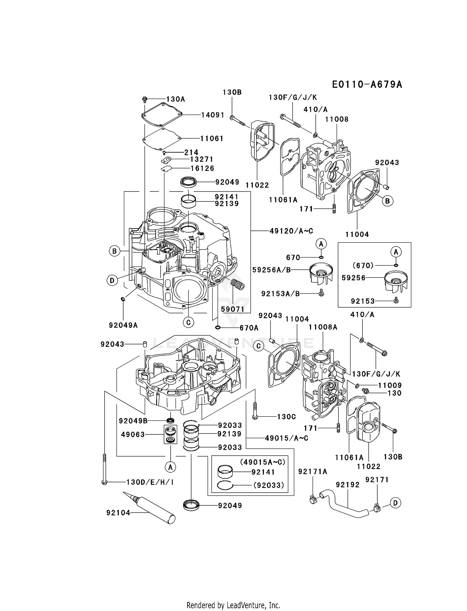 Kawasaki FD731V-BS00 4 Stroke Engine FD731V Parts Diagrams