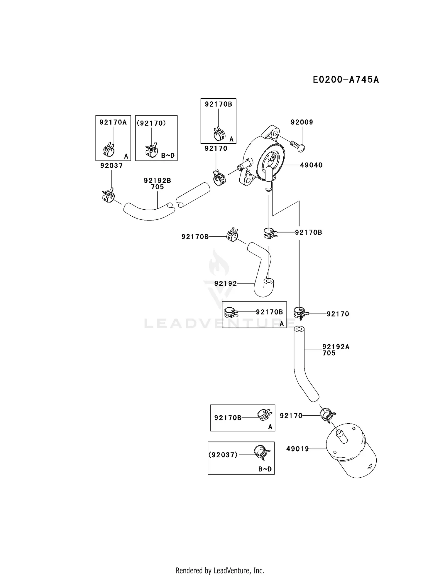 Kawasaki FD731V-BS05 4 Stroke Engine FD731V Parts Diagrams