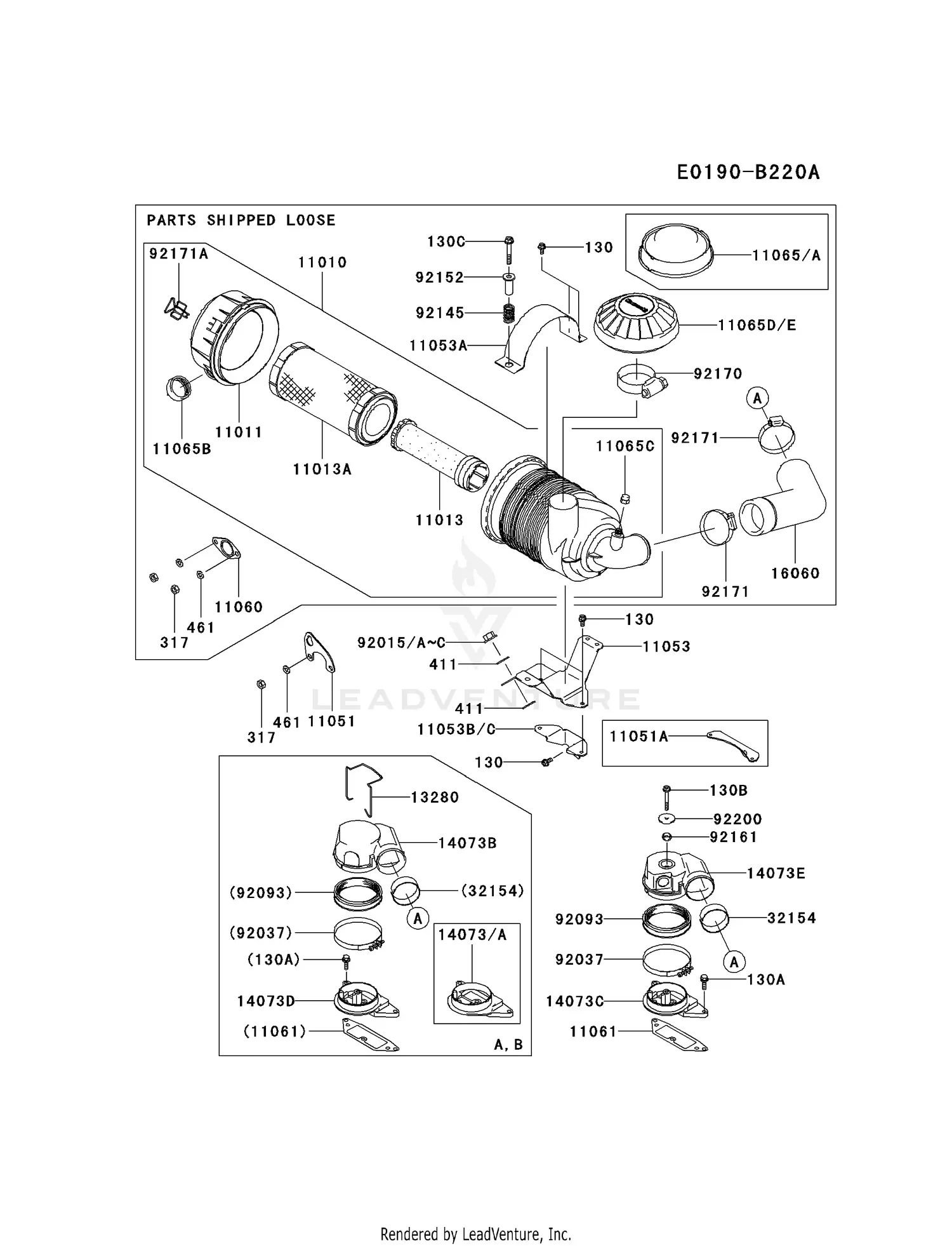 Kawasaki FD750D-DS08 4 Stroke Engine FD750D Parts Diagrams