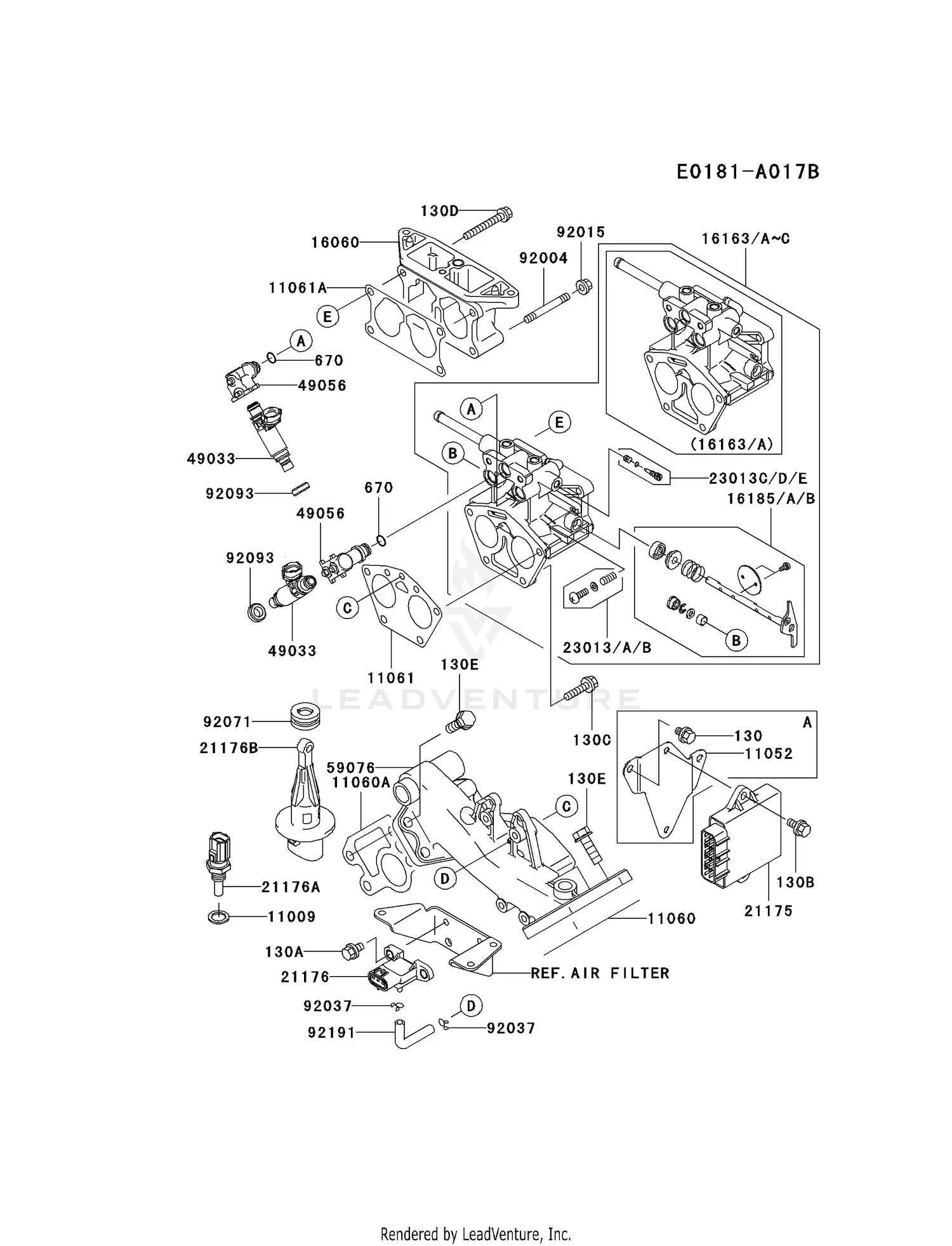 Kawasaki FD791D-AS05 4 Stroke Engine FD791D Parts Diagrams