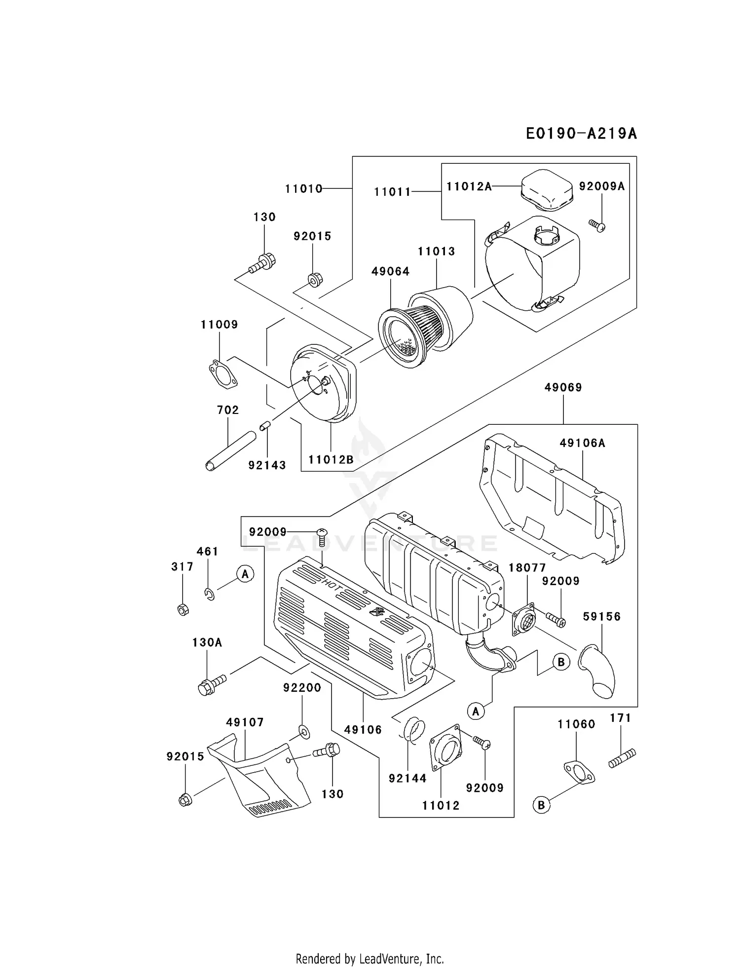 Kawasaki FE350D-AS09 4 Stroke Engine FE350D Parts Diagrams