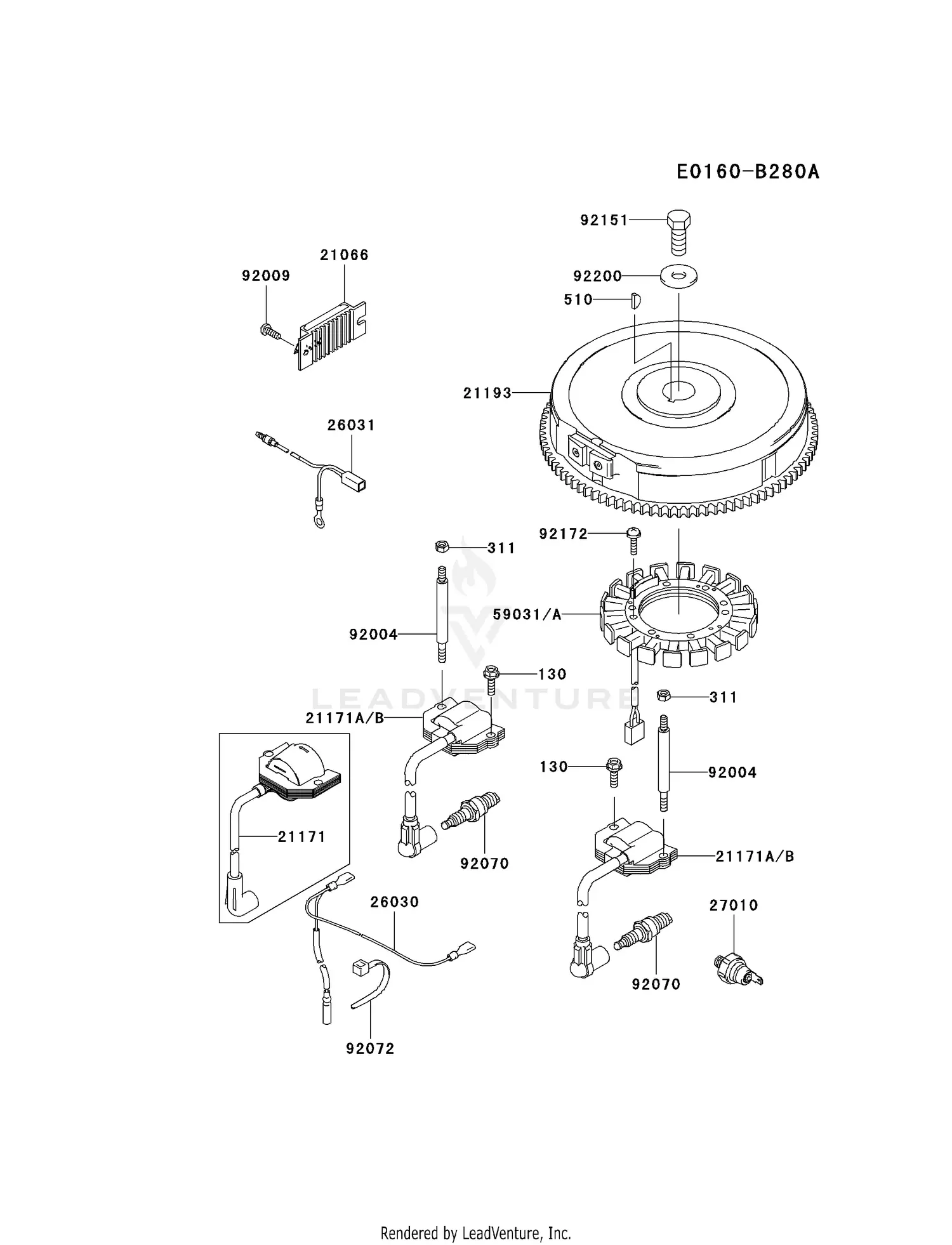 Kawasaki FH721V-AW04 4 Stroke Engine FH721V Parts Diagrams
