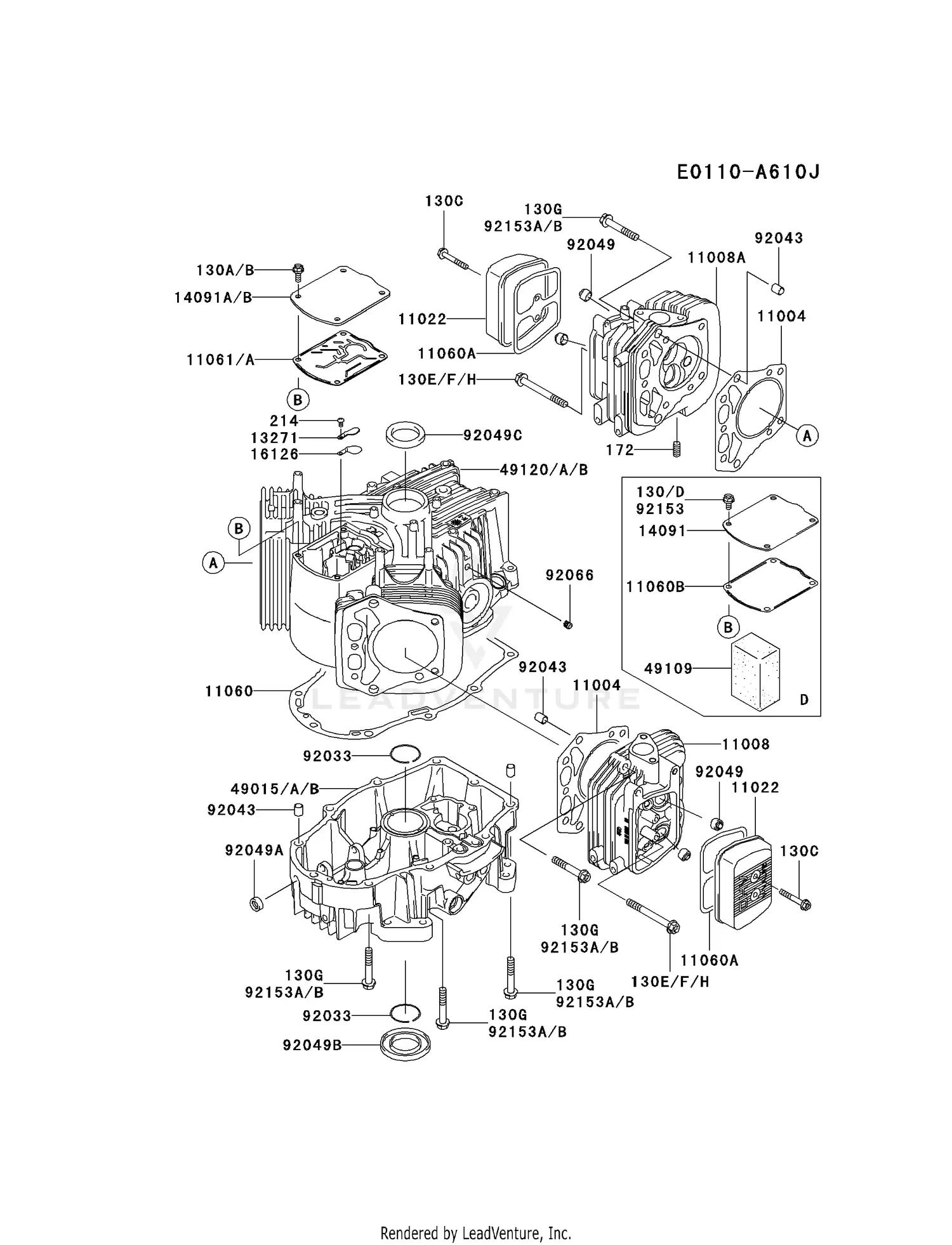 Kawasaki FH721V-ES16 4 Stroke Engine FH721V Parts Diagrams