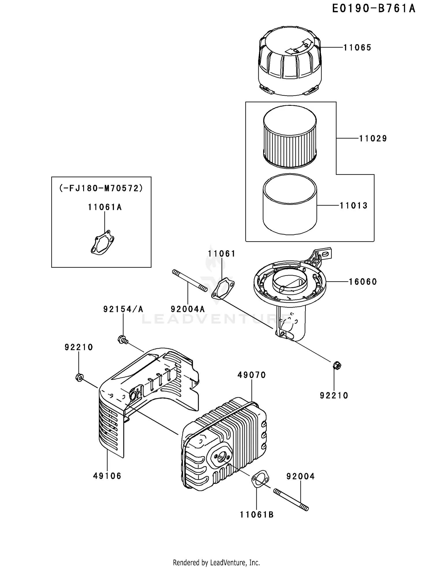 Kawasaki FJ180V-BM07 4 Stroke Engine FJ180V Parts Diagrams