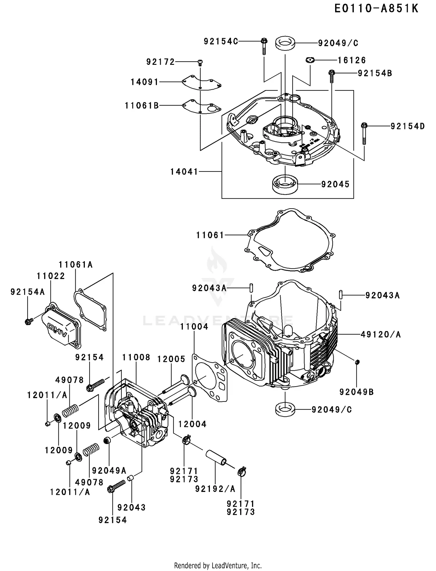 Kawasaki FJ180V-BM07 4 Stroke Engine FJ180V Parts Diagrams
