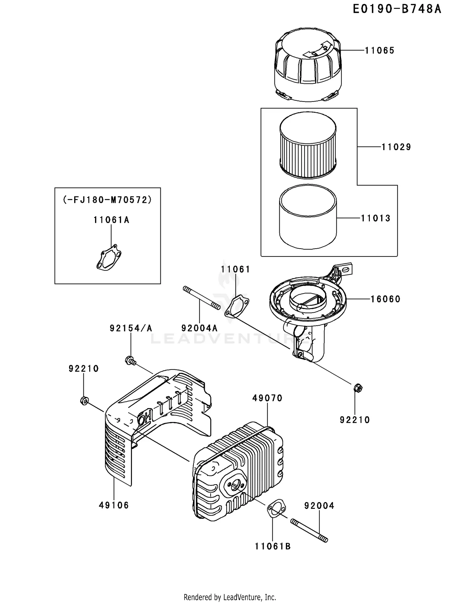 Kawasaki FJ180V-BM21 4 Stroke Engine FJ180V Parts Diagrams