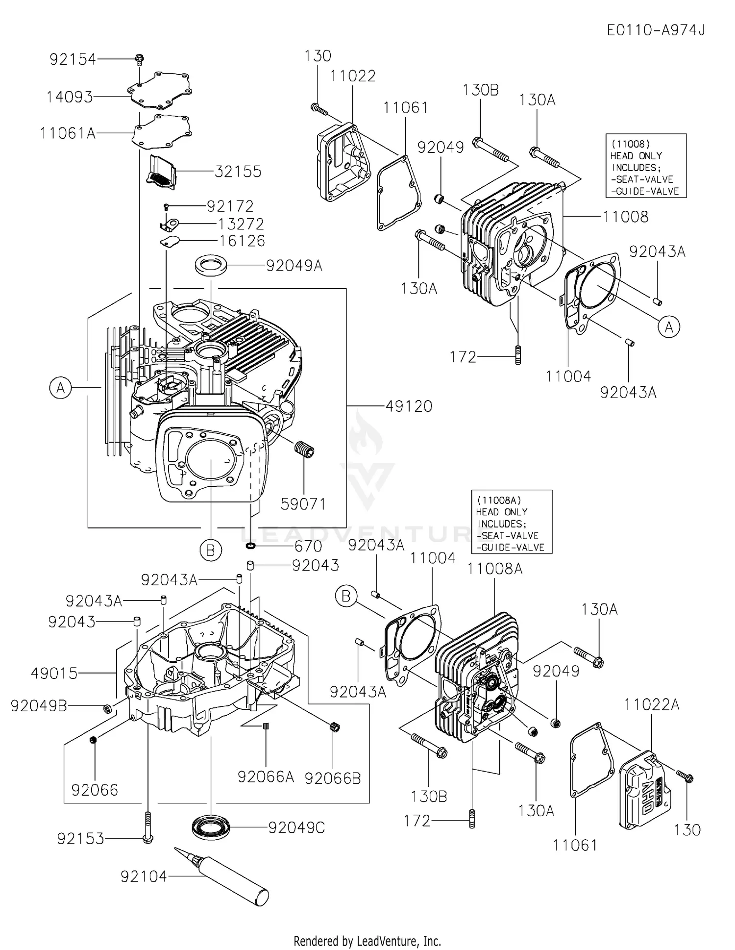 Kawasaki FR730V-AS37 4 Stroke Engine FR730V Parts Diagrams