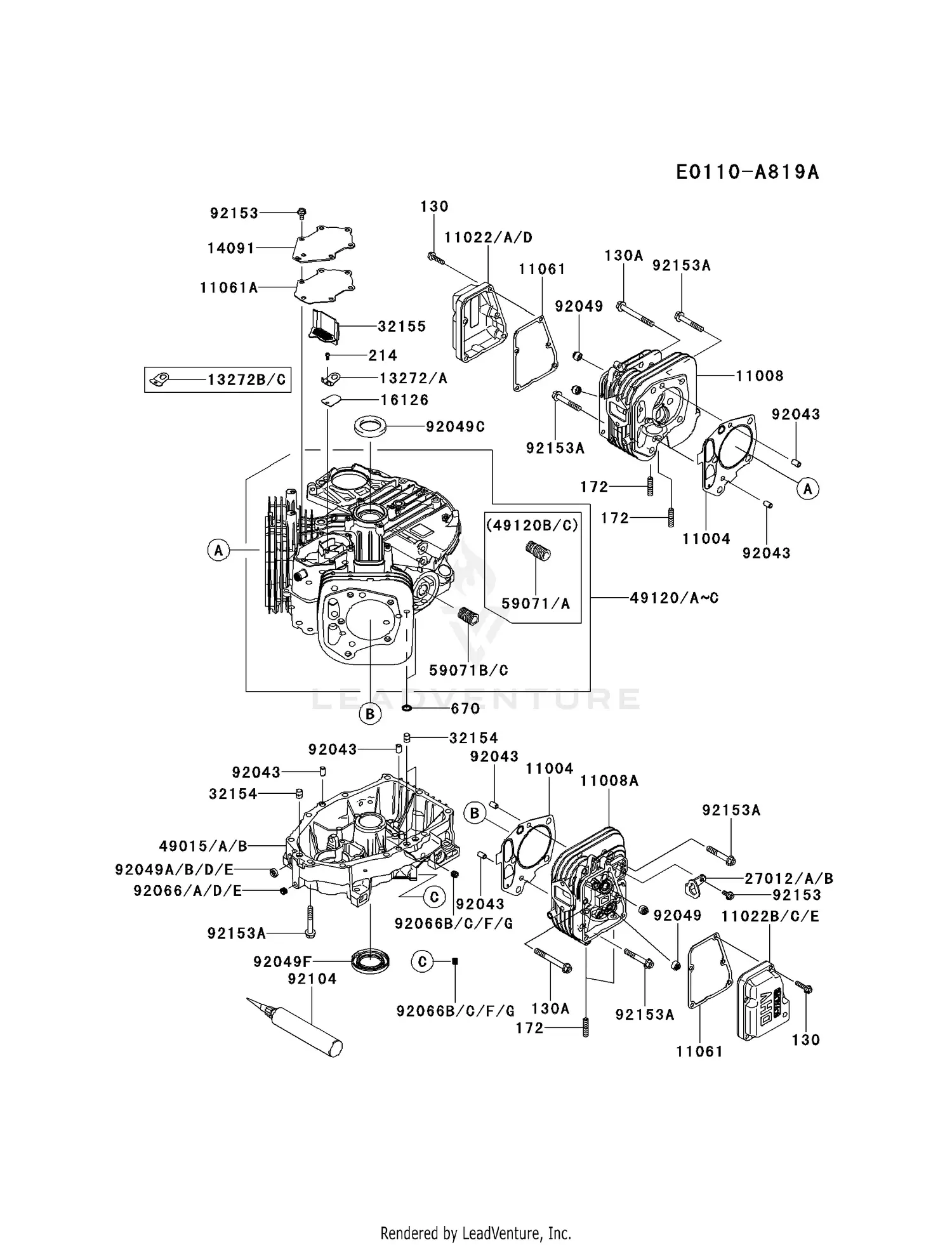 Kawasaki FS600V-BS07 4 Stroke Engine FS600V Parts Diagrams