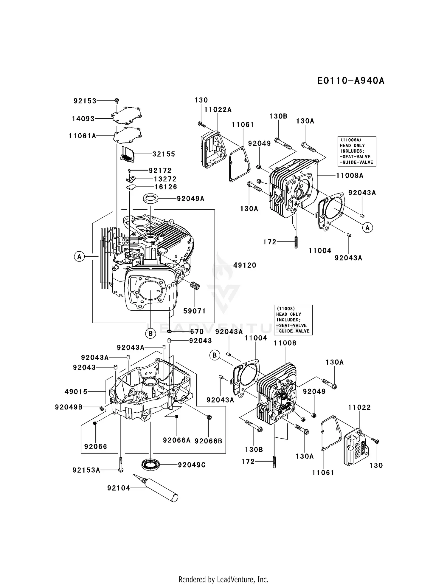 Kawasaki FS730V-AS17 4 Stroke Engine FS730V Parts Diagrams