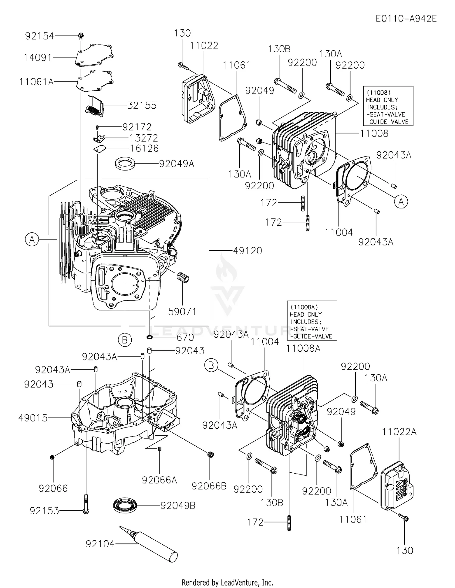 Kawasaki FT730V-AS46 4 Stroke Engine FT730V Parts Diagrams