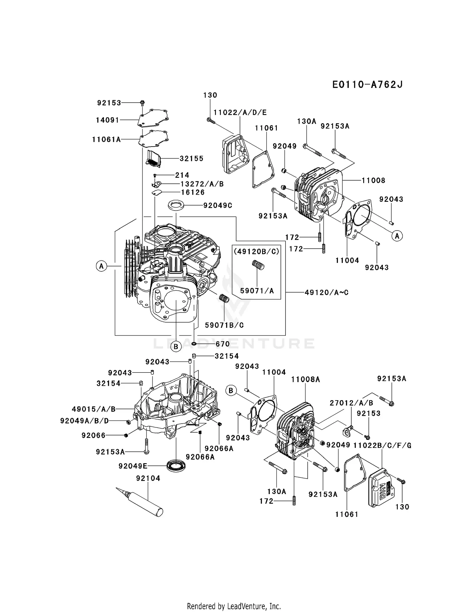Kawasaki FX481V-DS04 4 Stroke Engine FX481V Parts Diagrams