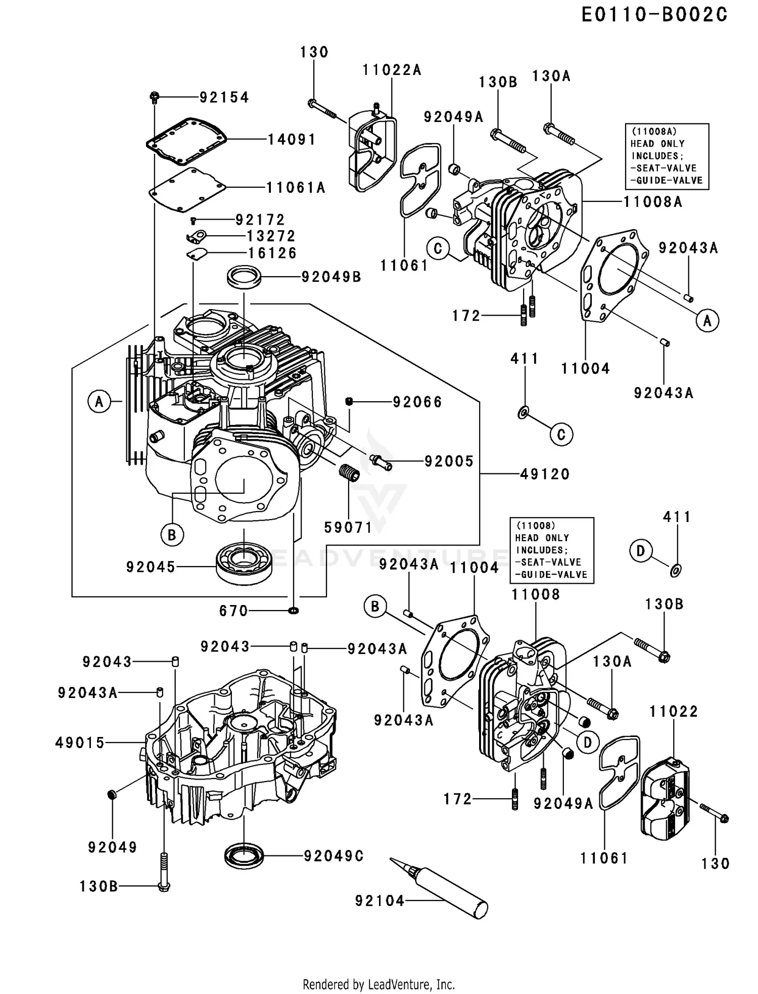 Kawasaki FX751V-FS00 4 Stroke Engine FX751V Parts Diagrams